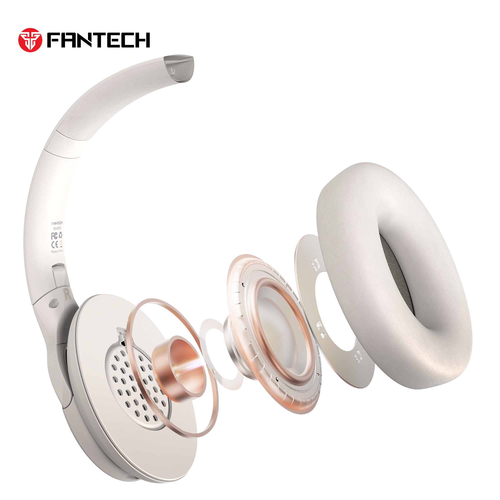 Fantech wh05a go vibe wireless headset - beige anc for superior sound immersion - audio | wireless headset