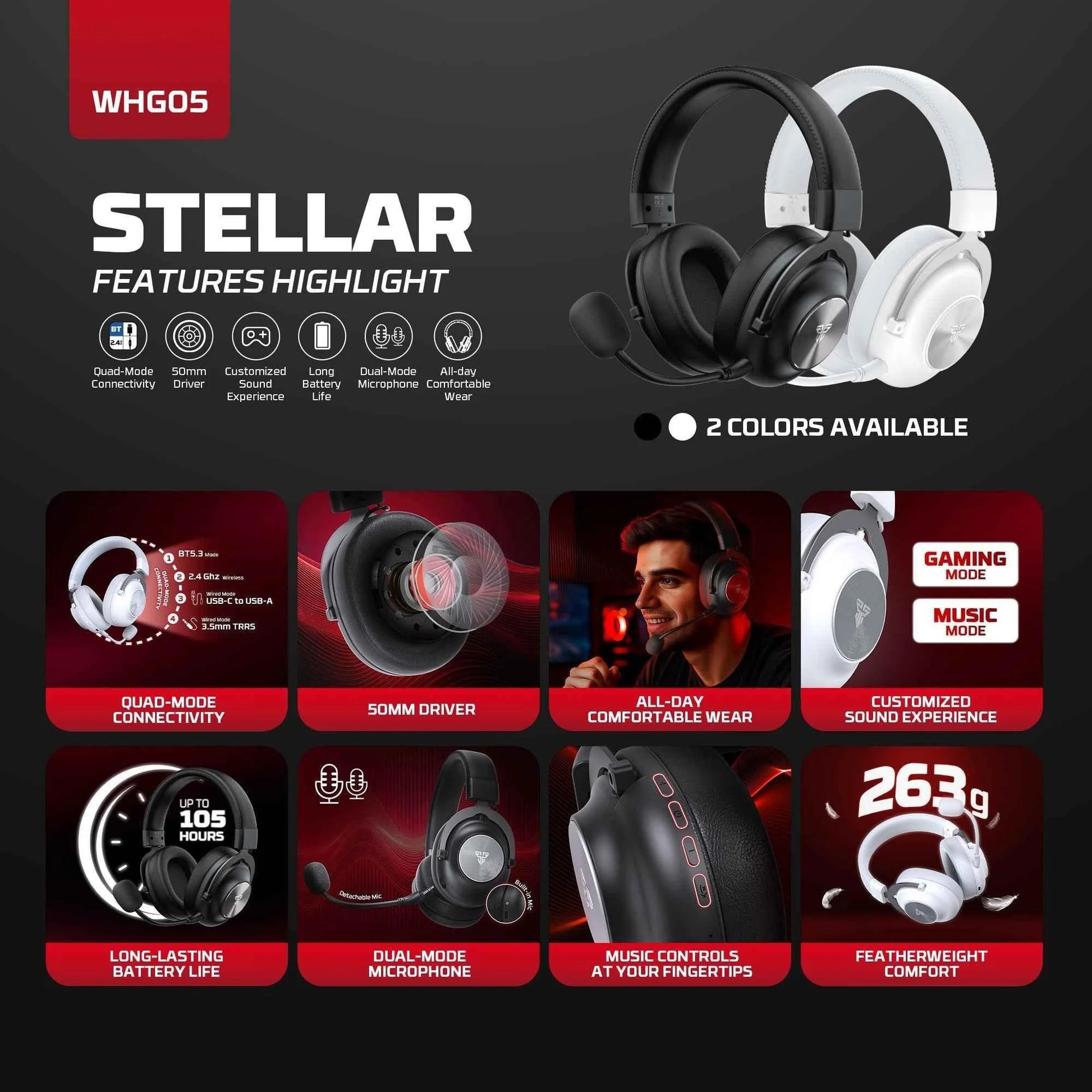 Fantech whg05 stellar multiplatform wireless gaming headset - audio | wireless headset