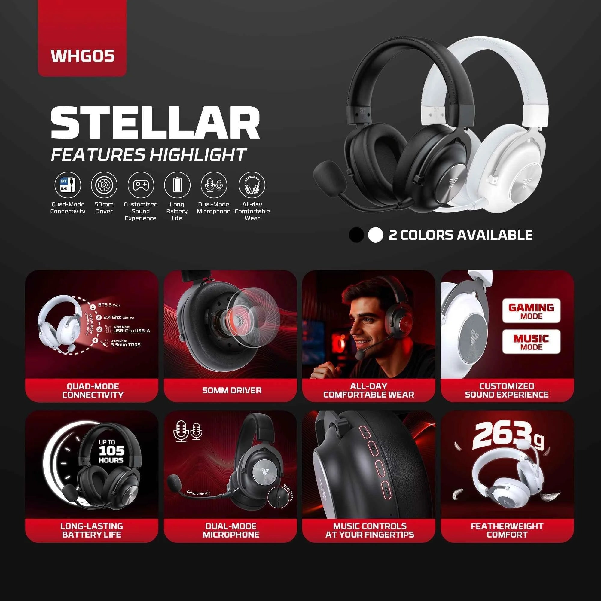 Fantech whg05 stellar multiplatform wireless gaming headset - audio | wireless headset