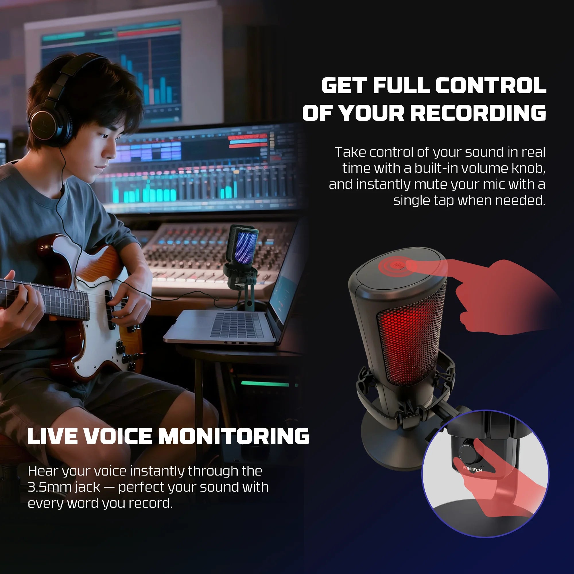 Fantech wmcx01 leviosa wave dual-mode wireless condenser microphone - streaming