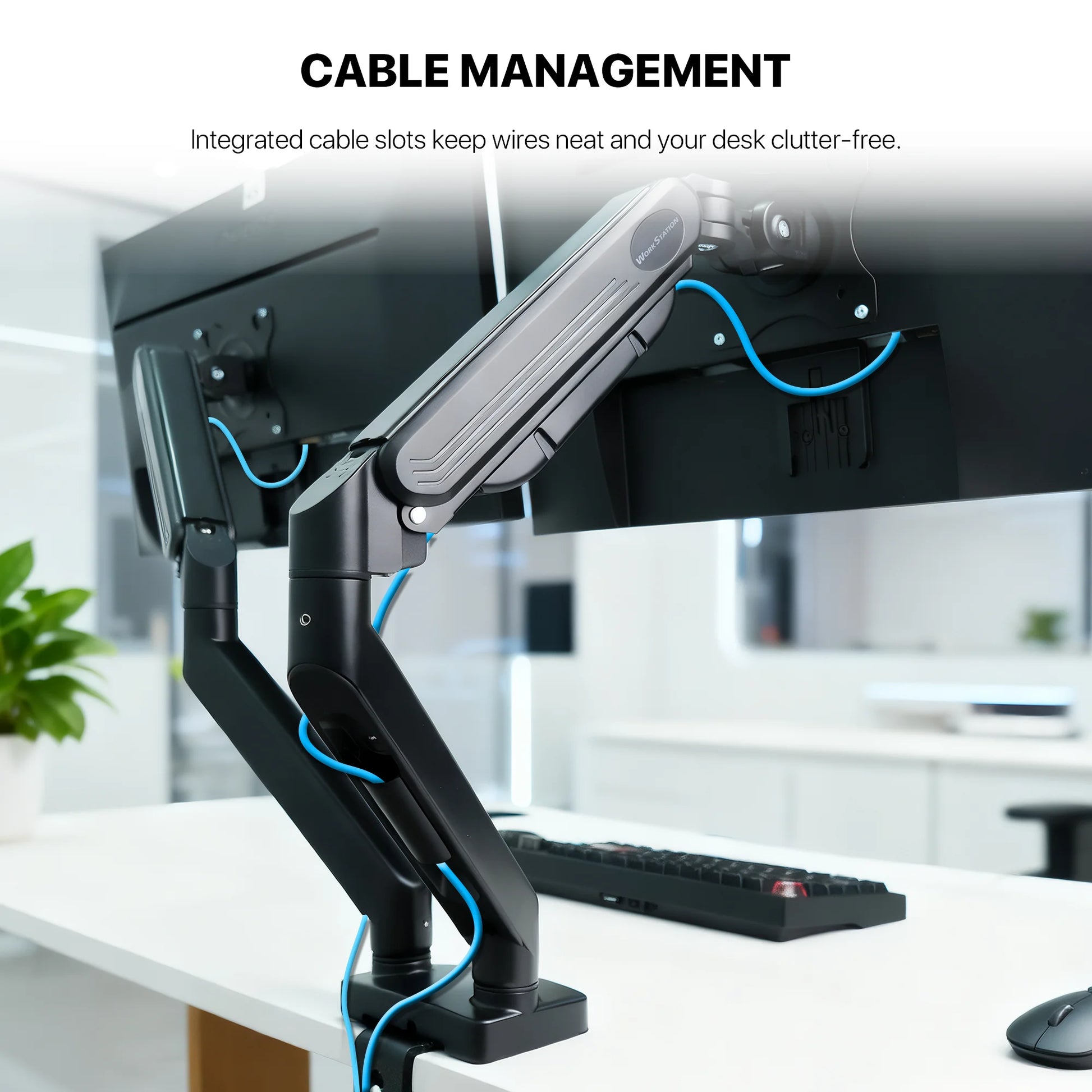 Fantech workstation mbd1 dual-arm monitor mount 90 degree for 13’’ to 32’’ screen adjustable spring dual monitor arm