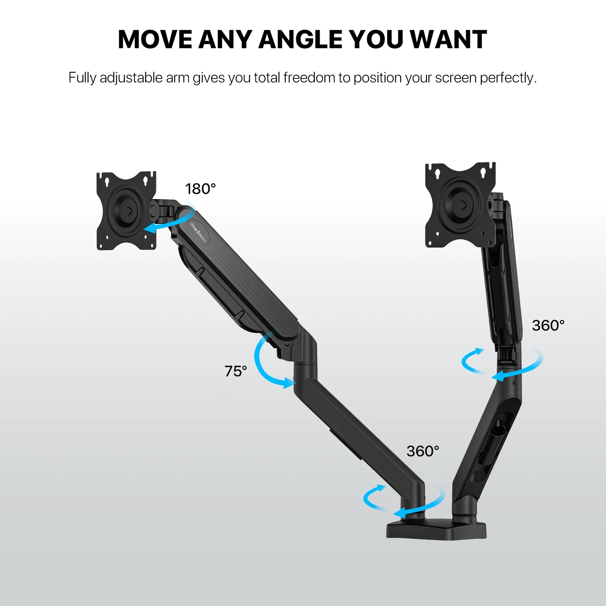 Fantech workstation mbd1 dual-arm monitor mount 90 degree for 13’’ to 32’’ screen adjustable spring dual monitor arm