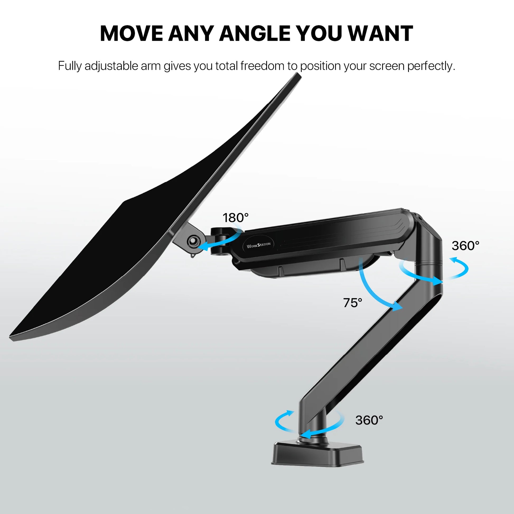 Fantech workstation mbs1 single-arm monitor mount 90 degree for 13’’ to 32’’ screen adjustable spring dual monitor arm