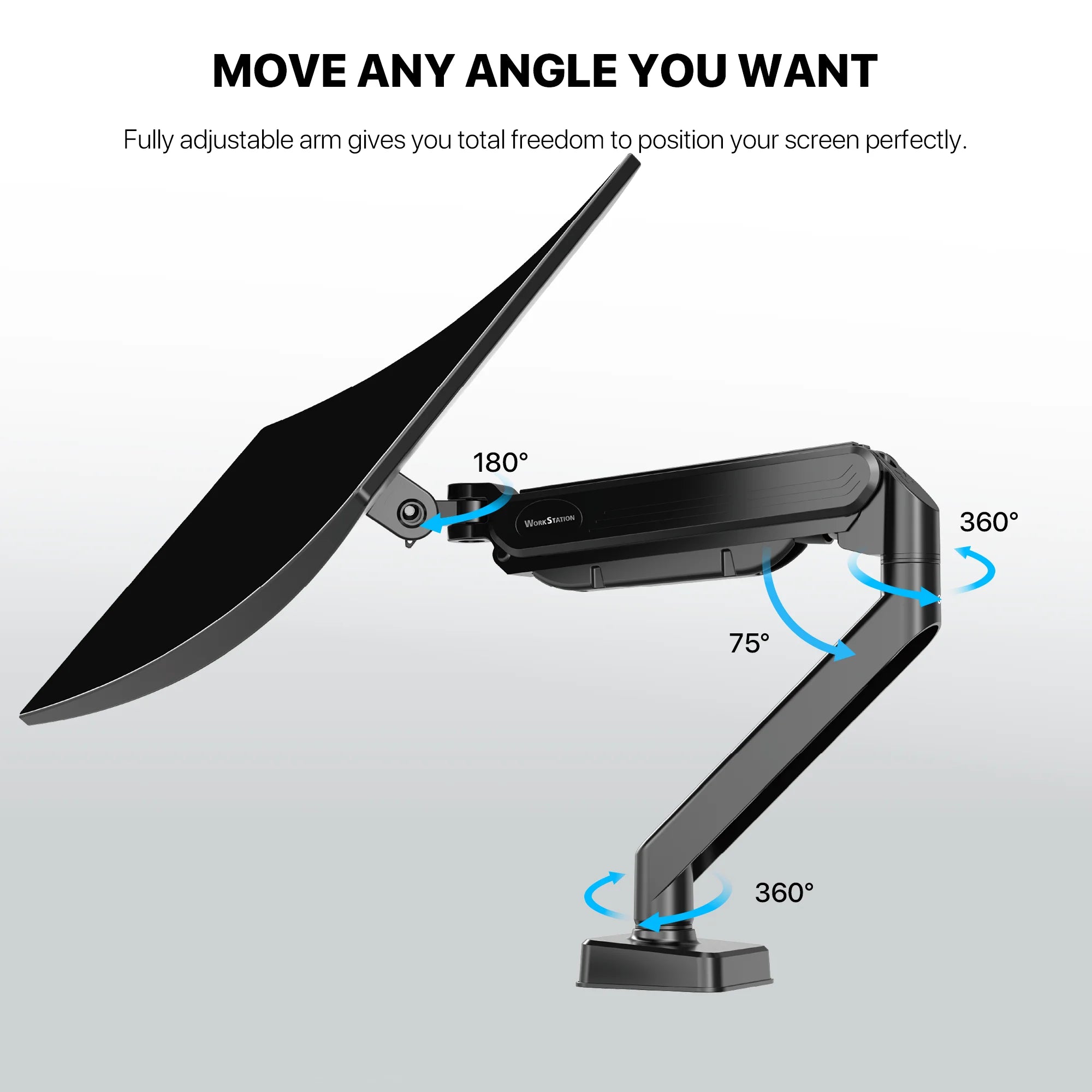 Fantech workstation mbs1 single-arm monitor mount 90 degree for 13’’ to 32’’ screen adjustable spring dual monitor arm