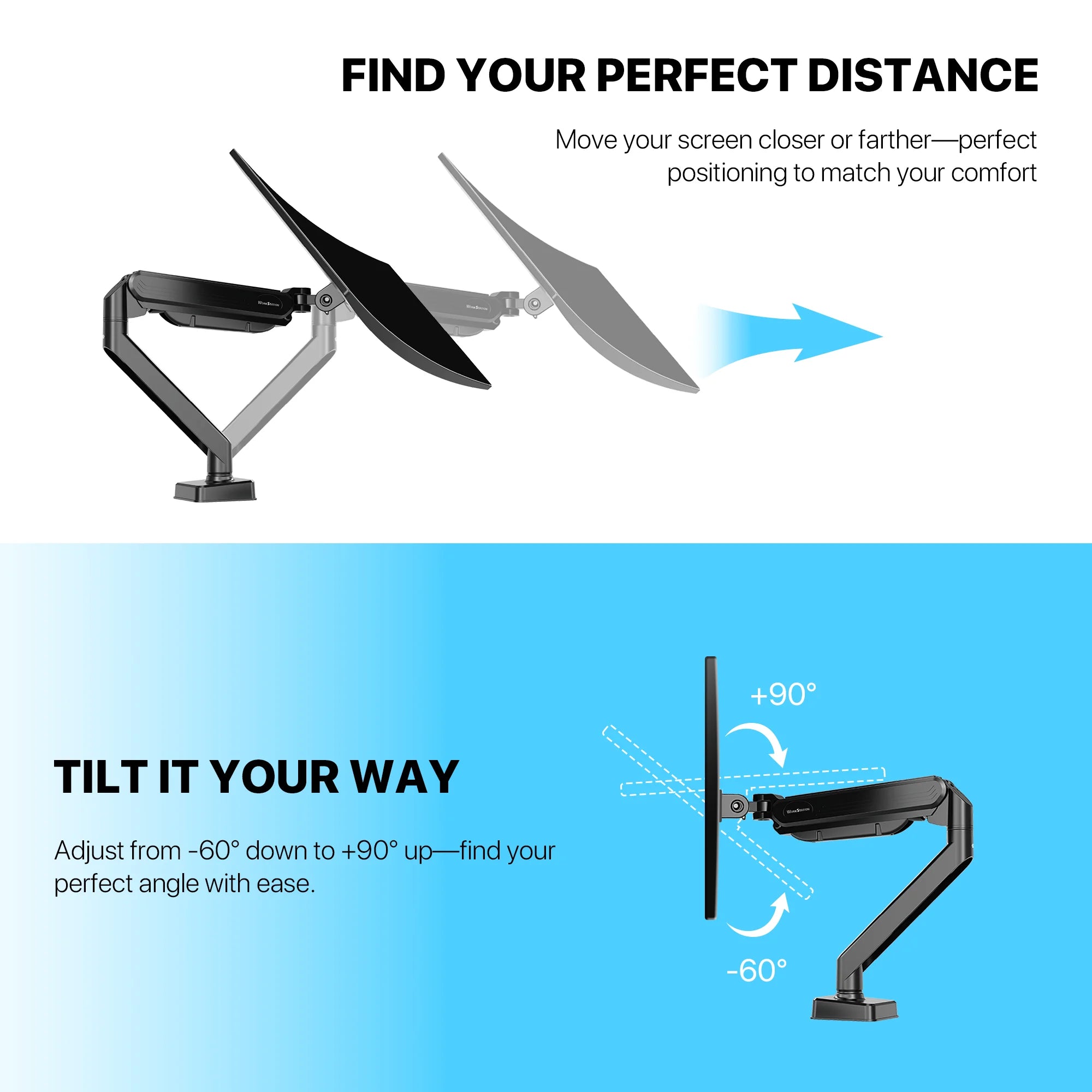 Fantech workstation mbs1 single-arm monitor mount 90 degree for 13’’ to 32’’ screen adjustable spring dual monitor arm