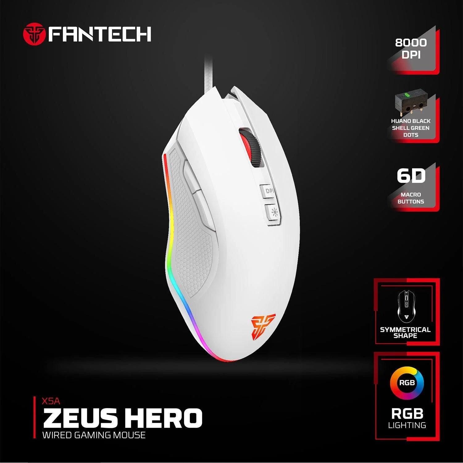 Fantech zeus x5a gaming mouse 8000 dpi