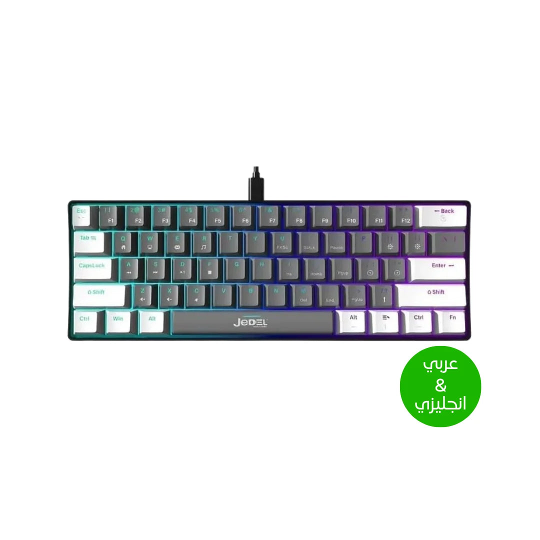 For jedel kl69 60% mechanical gaming keyboard (arabic/english) black/red - techno red - keyboard