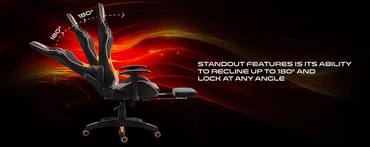 Gameon Go-bc4d-bo Gaming Chair with Adjustable 2d Armrest and Foot Rest - Orange/black