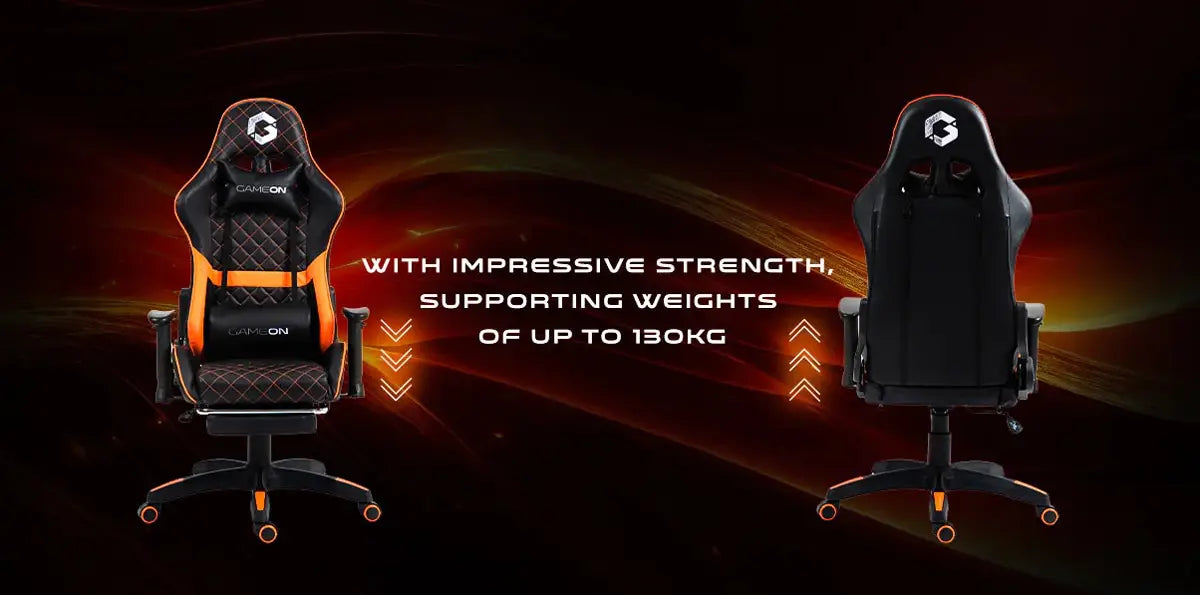 Gameon Go-bc4d-bo Gaming Chair with Adjustable 2d Armrest and Foot Rest - Orange/black