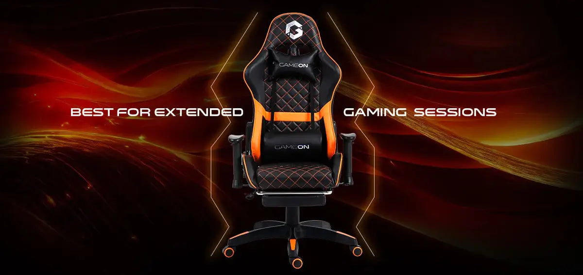 Gameon Go-bc4d-bo Gaming Chair with Adjustable 2d Armrest and Foot Rest - Orange/black