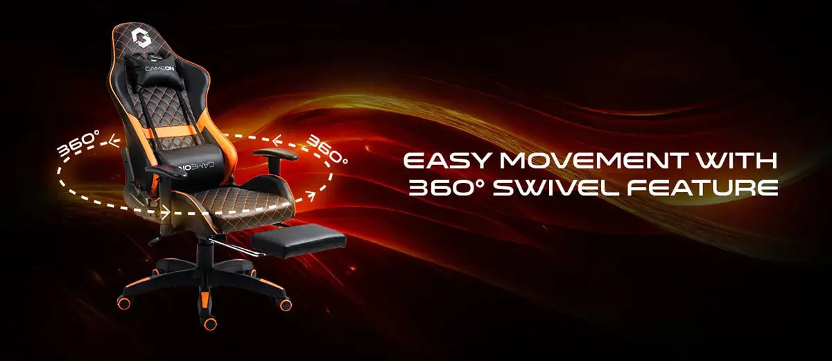 Gameon Go-bc4d-bo Gaming Chair with Adjustable 2d Armrest and Foot Rest - Orange/black