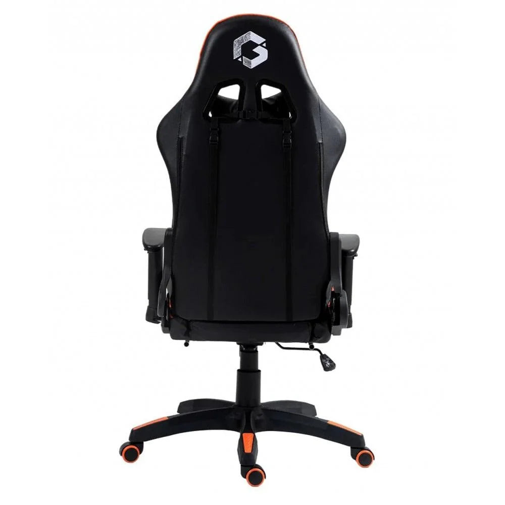 Gameon go-bc4d-bo gaming chair with adjustable 2d armrest and foot rest - orange/black - gaming accessories