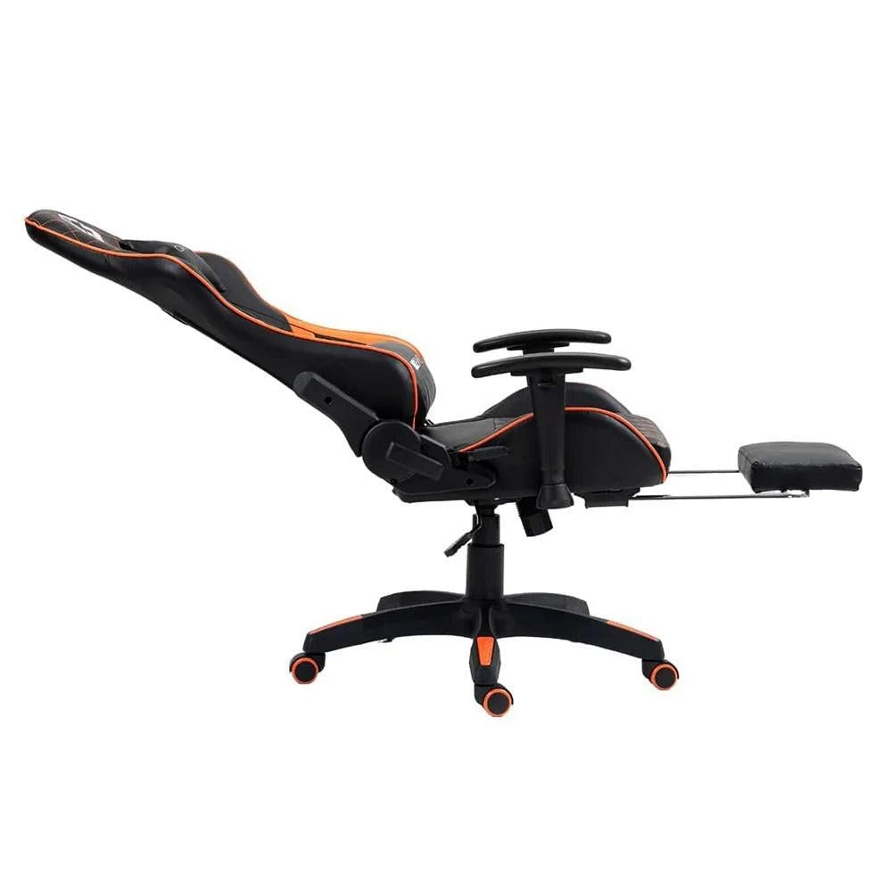 Gameon go-bc4d-bo gaming chair with adjustable 2d armrest and foot rest - orange/black - gaming accessories