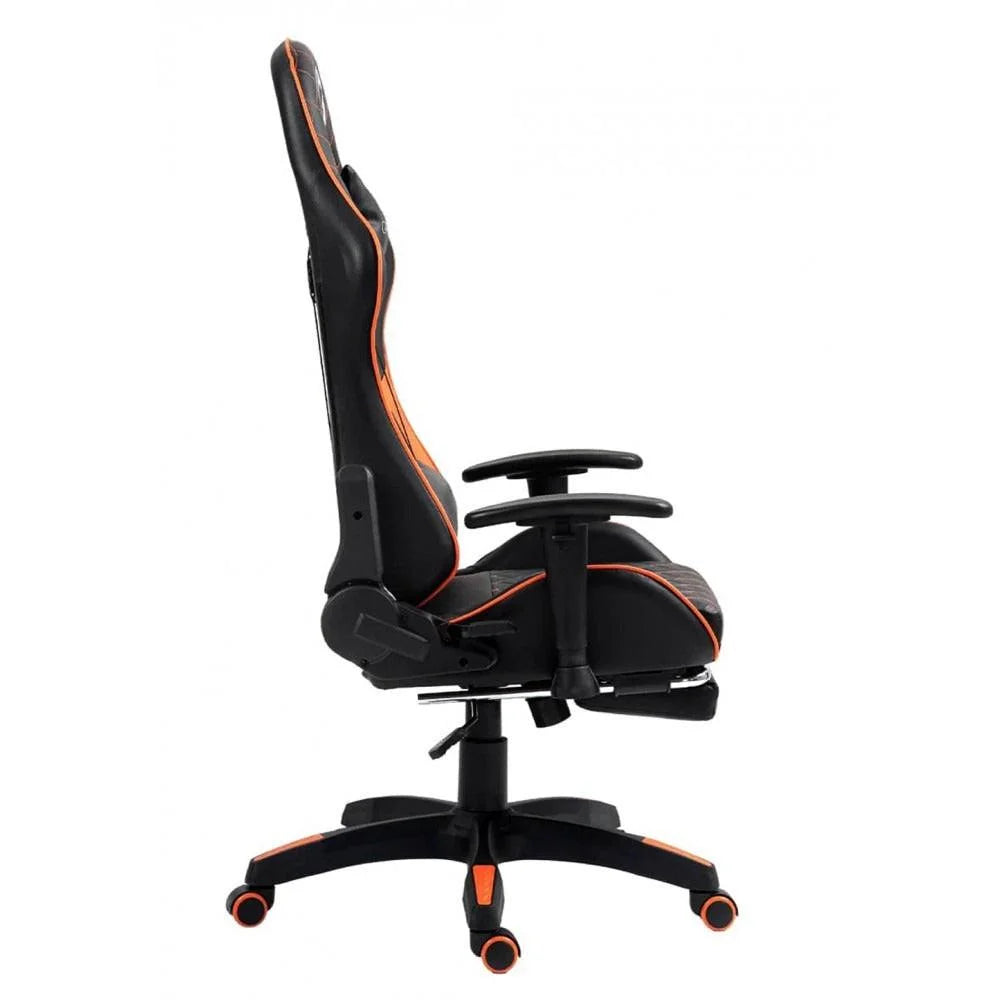 Gameon go-bc4d-bo gaming chair with adjustable 2d armrest and foot rest - orange/black - gaming accessories