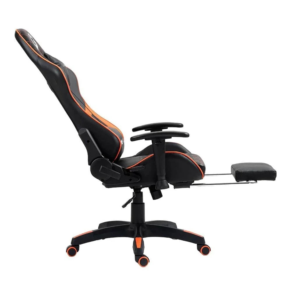 Gameon go-bc4d-bo gaming chair with adjustable 2d armrest and foot rest - orange/black - gaming accessories