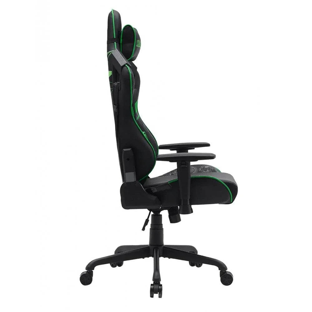 Call of duty (cod) gaming chair with adjustable 2d armrest rotating head and metal base - green/black - gaming chairs