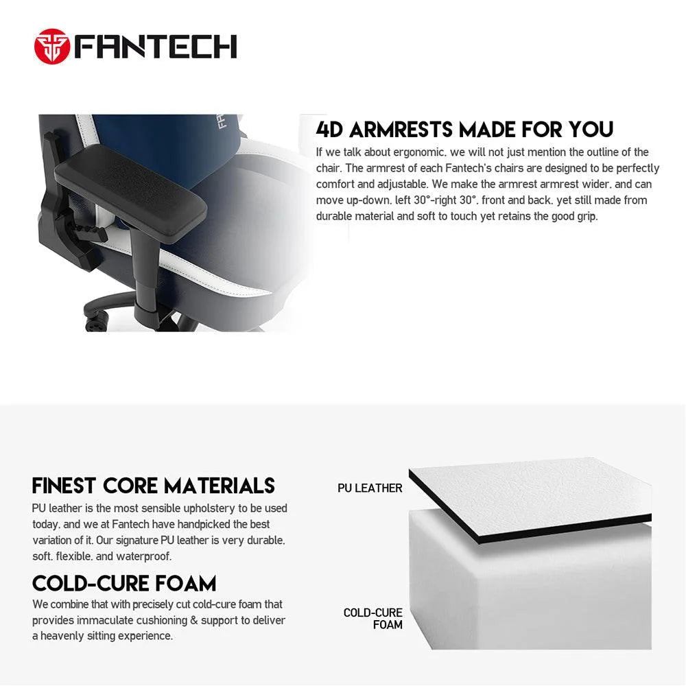 Fantech alpha gc-283 gaming chair - stylish blue comfort for gamers - desk & chair