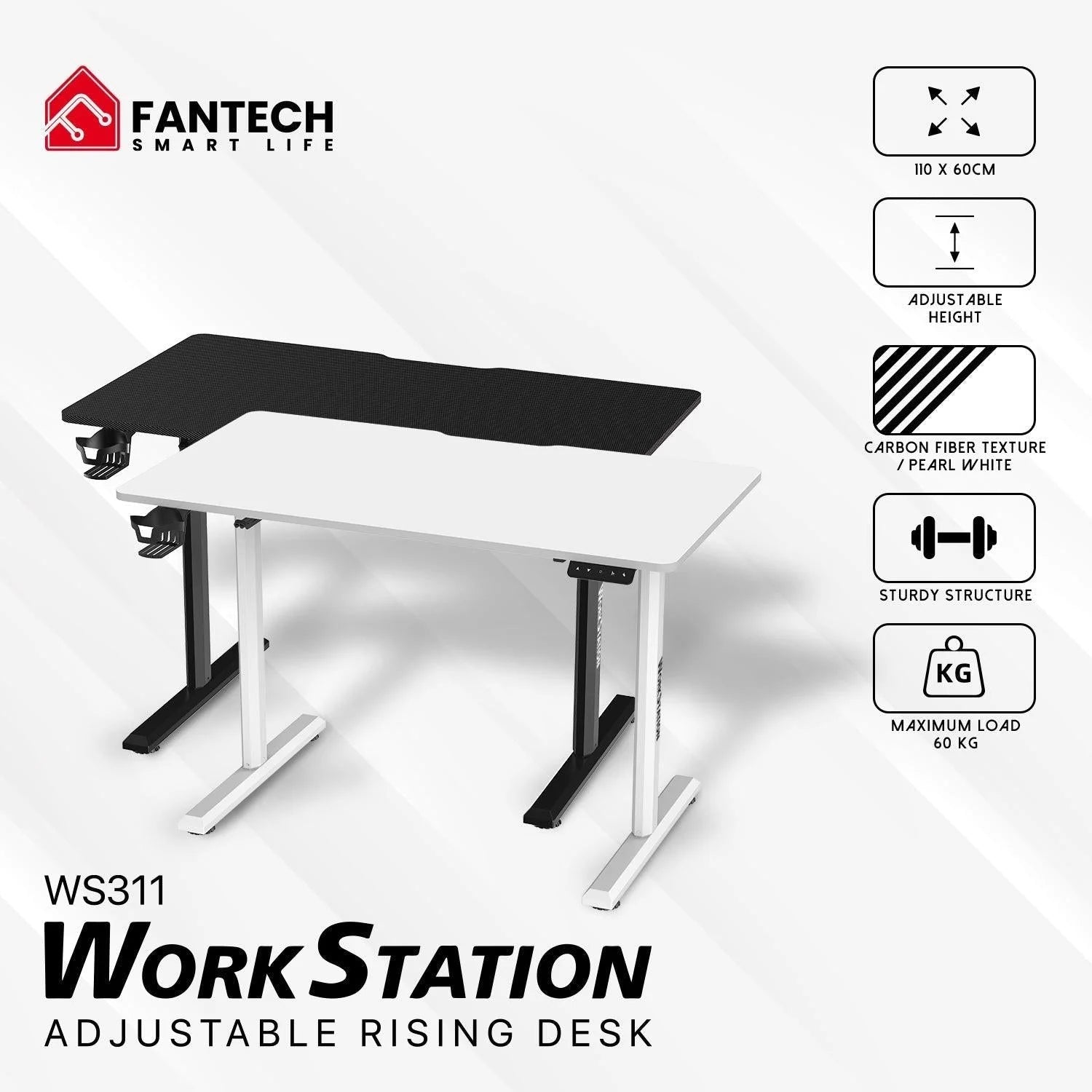 Fantech ws311 adjustable desk - ergonomic rising work station - desk & chair