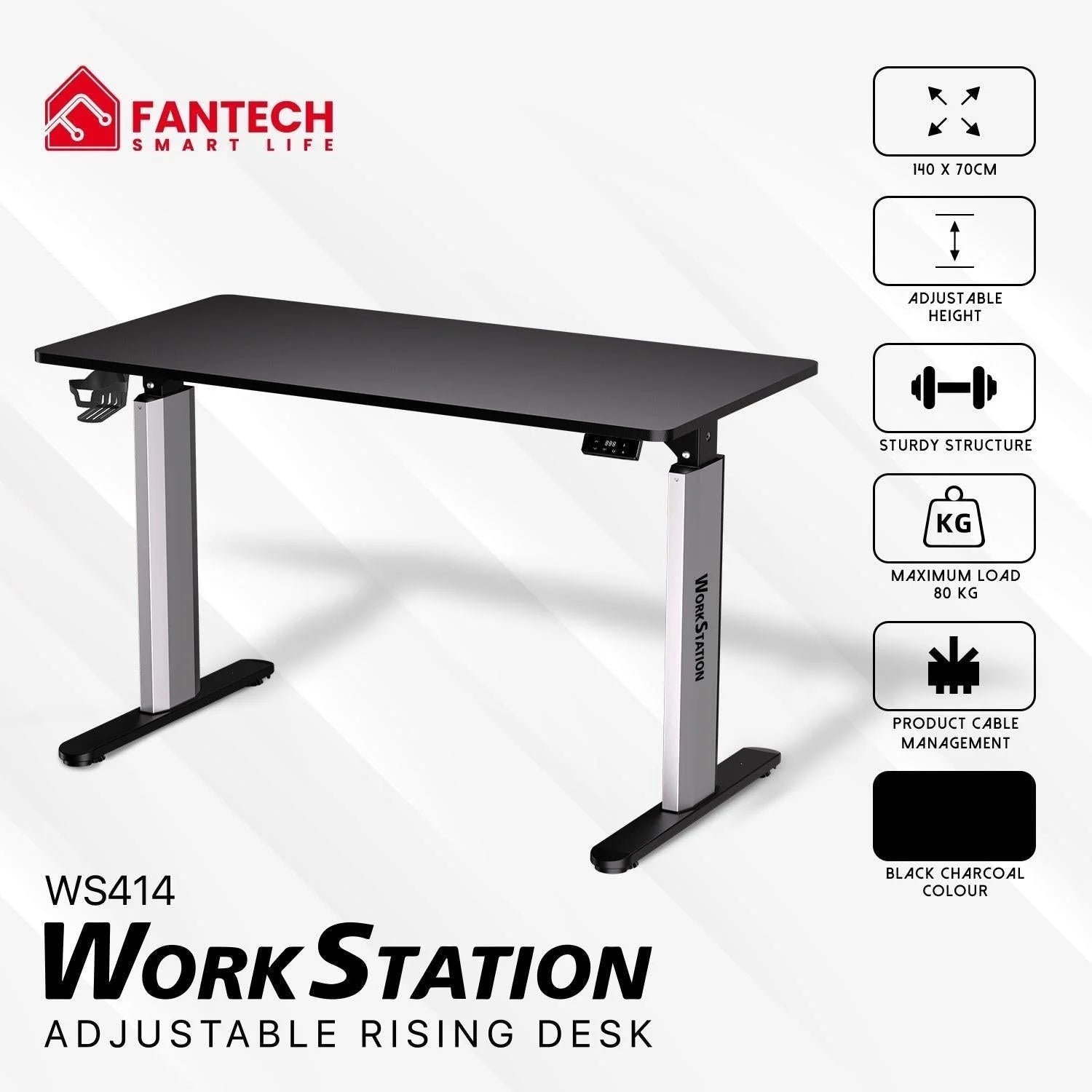 Fantech ws414 adjustable desk - ergonomic rising work station - desk & chair