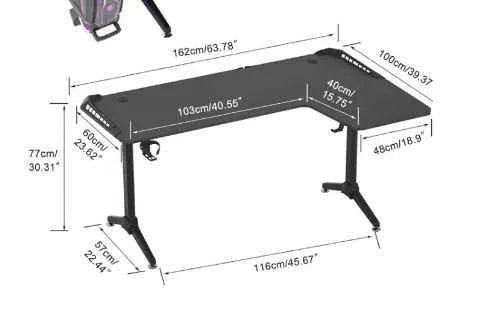 Hyperx l shaped gaming desk corner computer desk sturdy home office computer - desk & chair