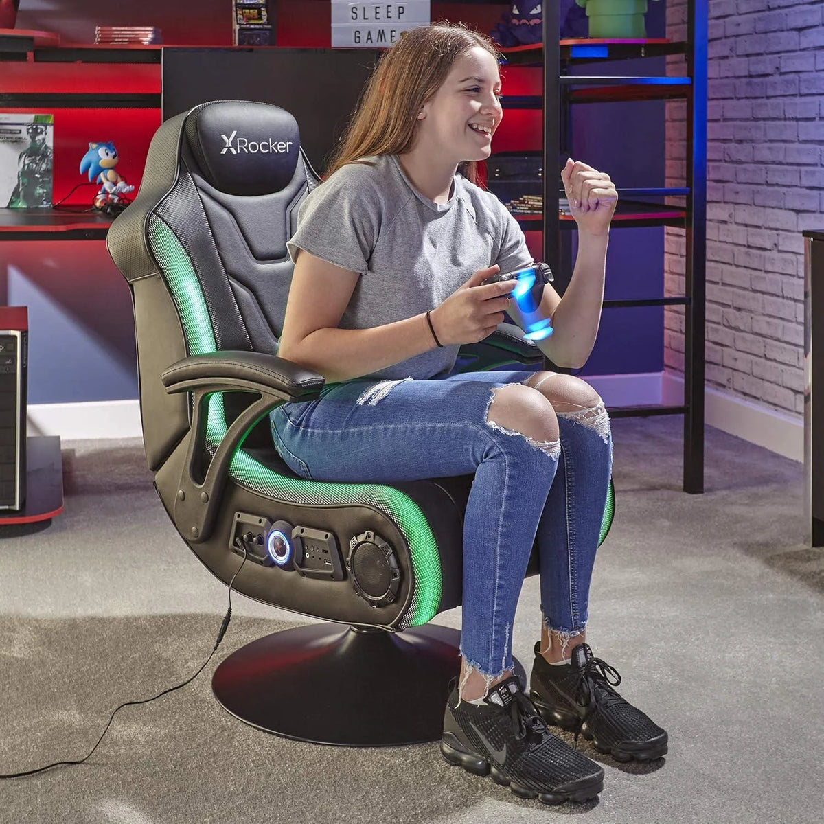 X rocker monsoon rgb 4.1 stereo audio gaming chair with vibrant led lighting - black - gaming chairs
