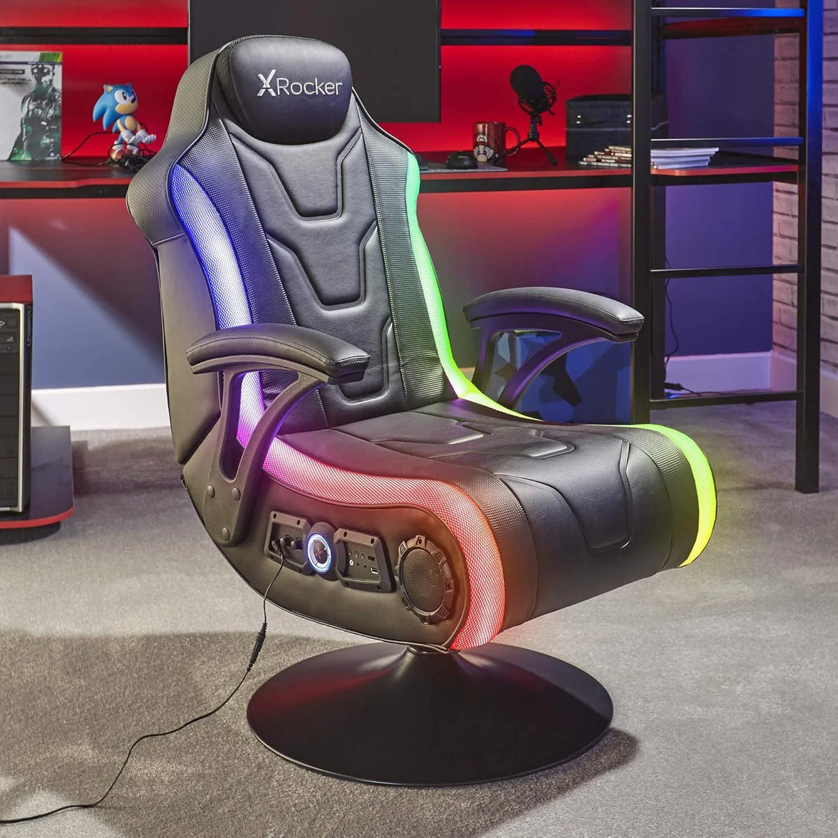 X rocker monsoon rgb 4.1 stereo audio gaming chair with vibrant led lighting - black - gaming chairs