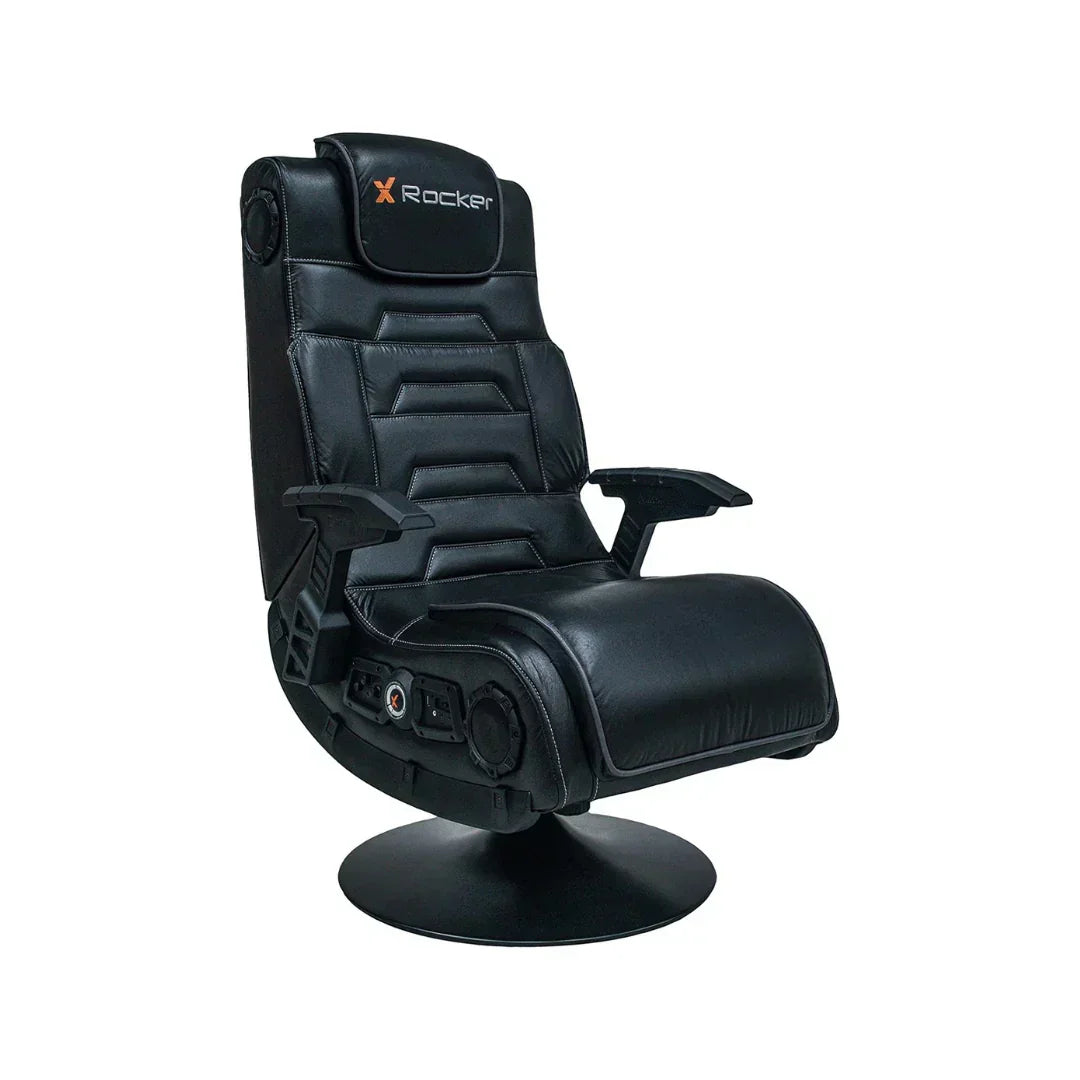 X rocker pro 4.1 pedestal gaming chair with 4.1 wireless audio system and subwoofer (faux leather black) - gaming chairs