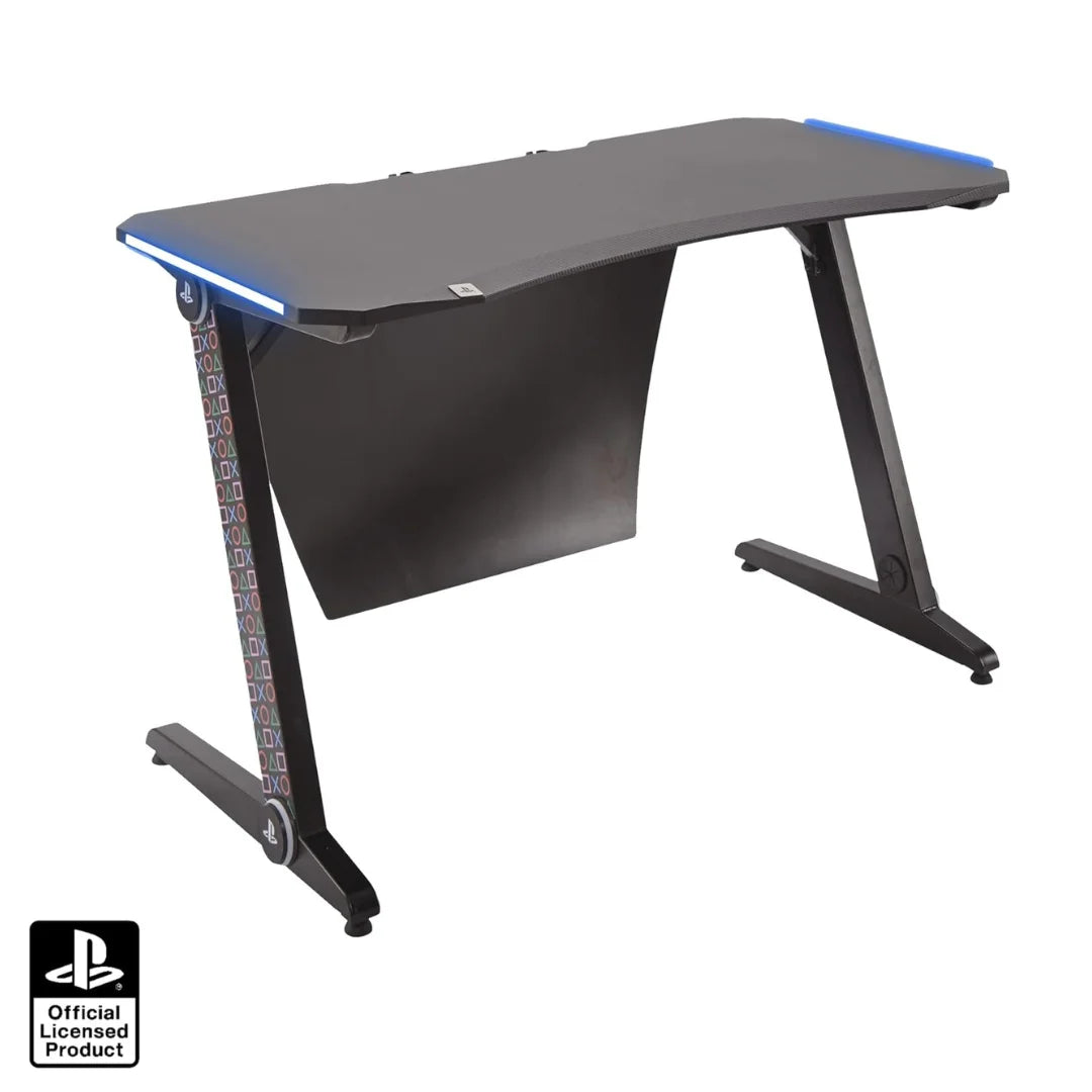 Xrocker playstation gaming desk with led lights - pc office workstation - desk & chair