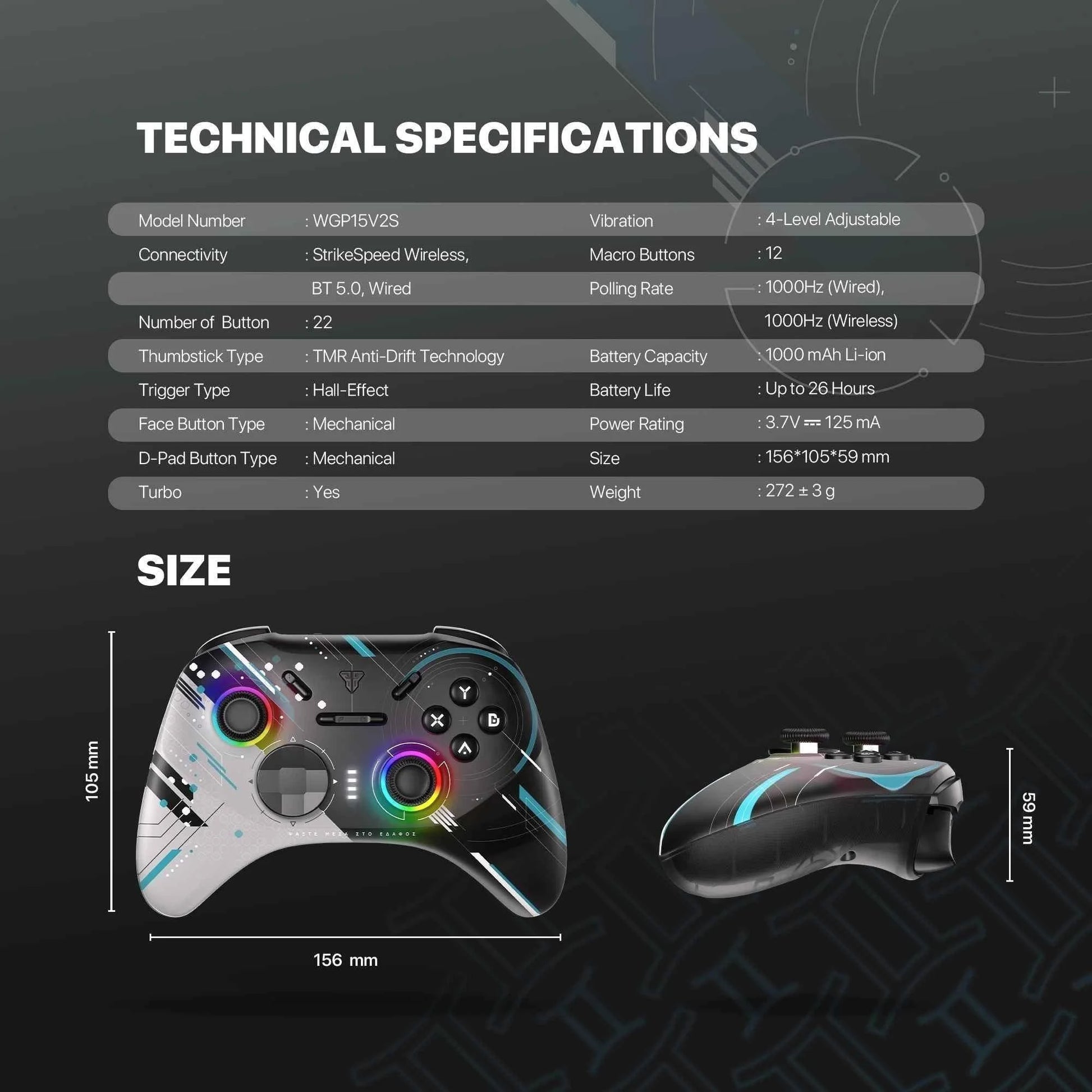Fantech eos pro ii wireless gamepad geminus black wgp15 v2 - console | controller