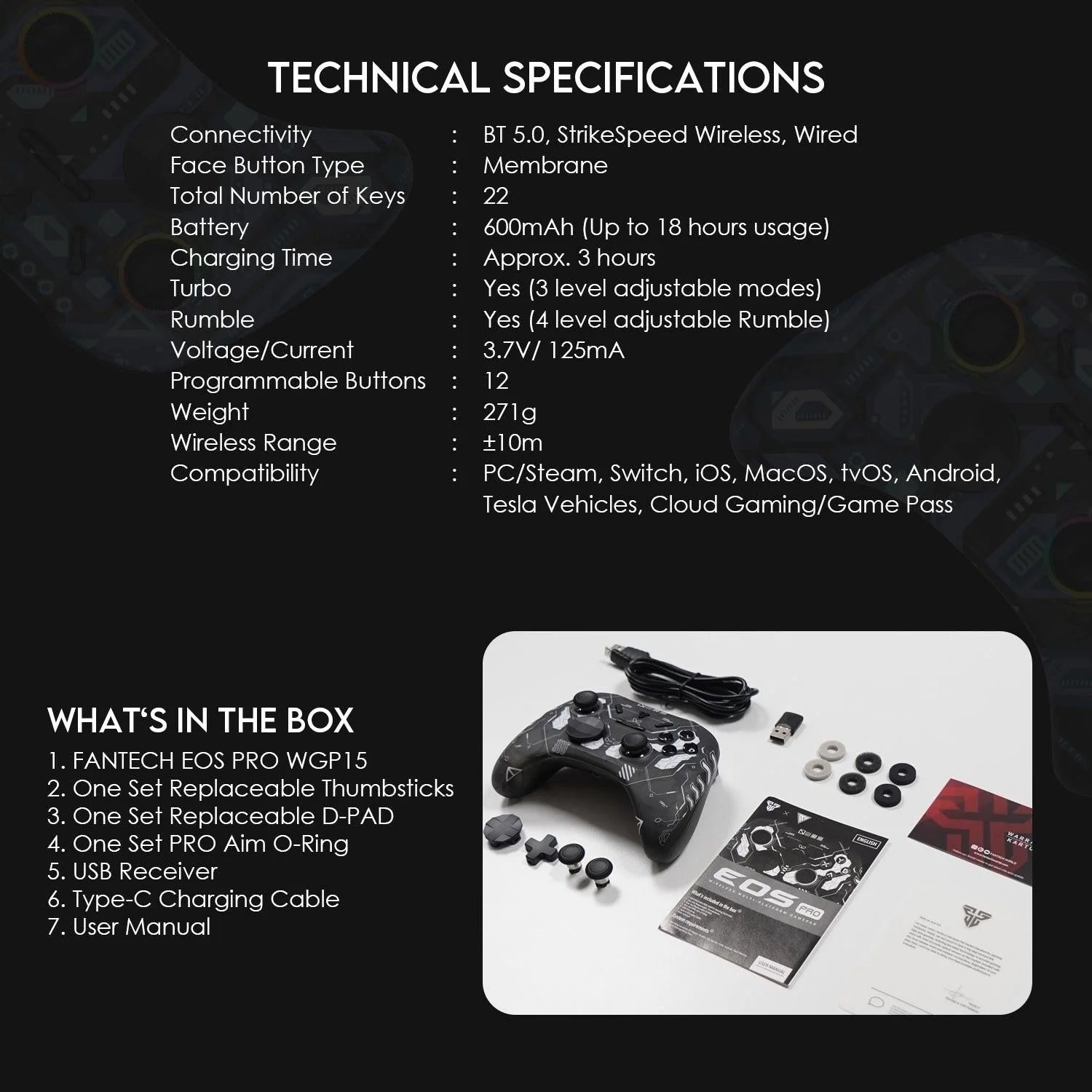 Fantech wgp15 polaris eos pro controller for wireless gaming excellence - console | controller | pc controller | mobile
