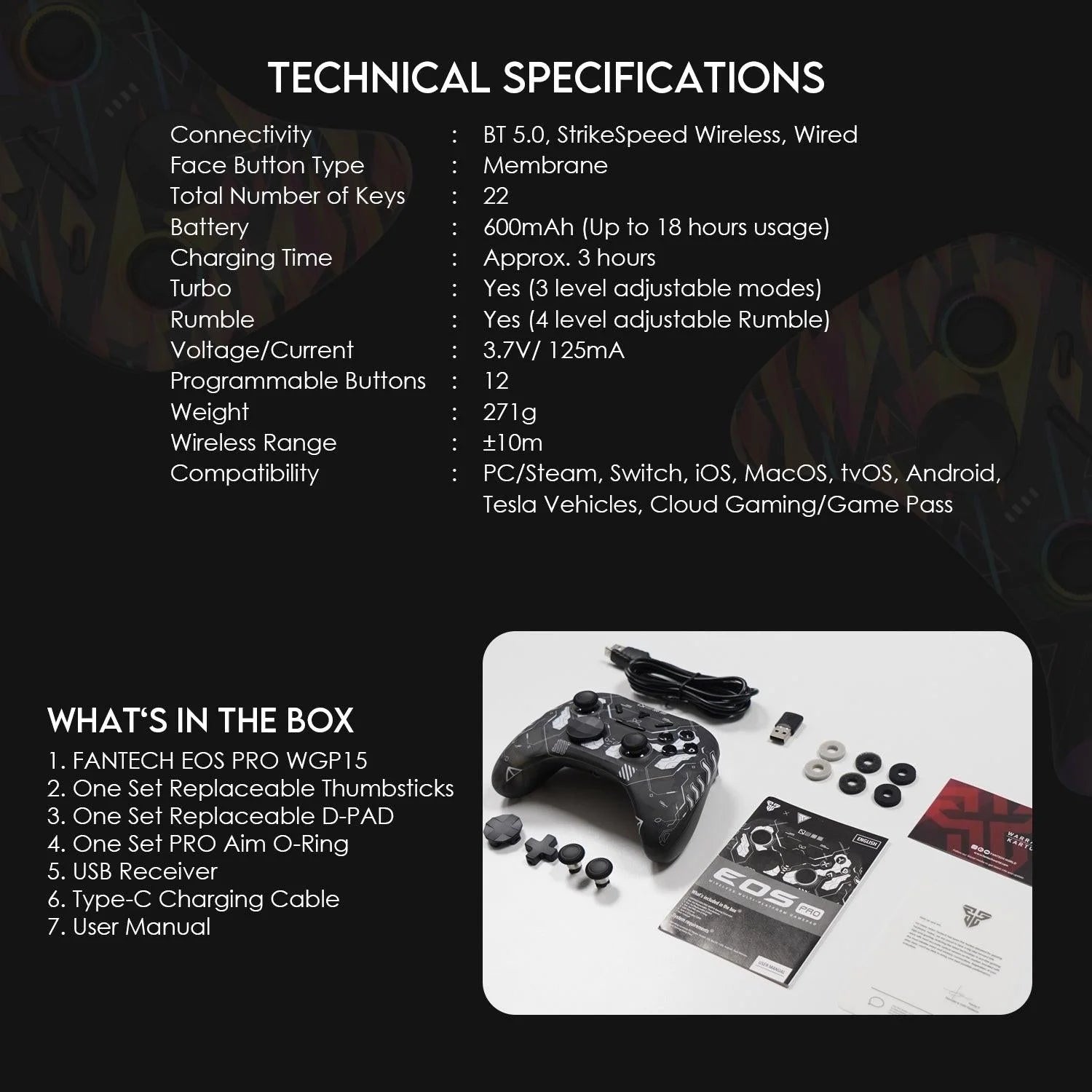 Fantech wgp15 solaris eos pro controller - wireless gaming excellence - console | controller | pc controller | mobile
