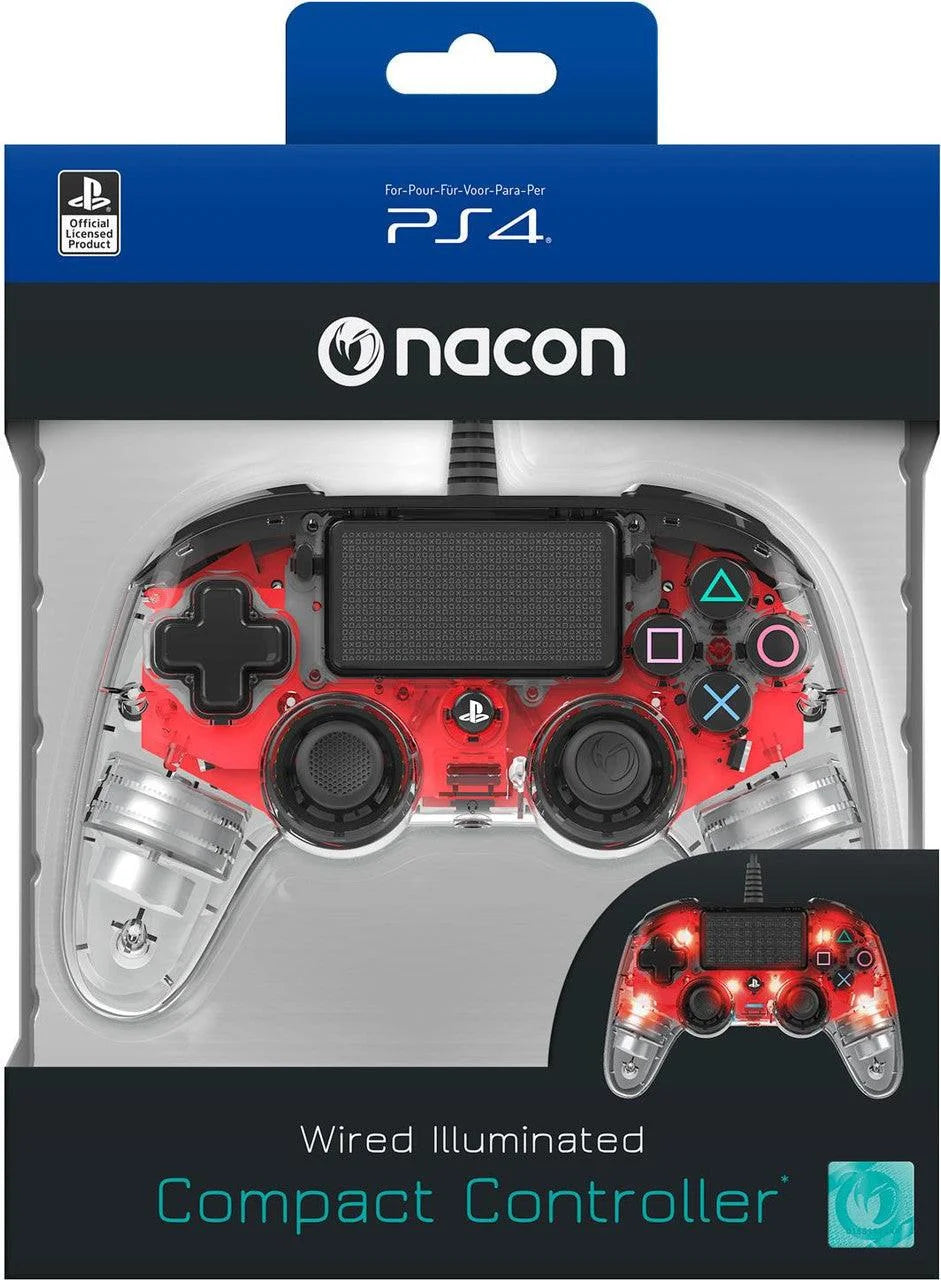 Nacon wired compact controller – light edition red - playstation controllers
