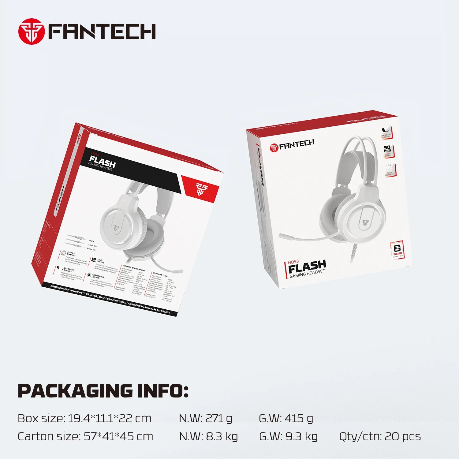 Fantech flash hq53 lightweight gaming headset - audio | headset 3.5