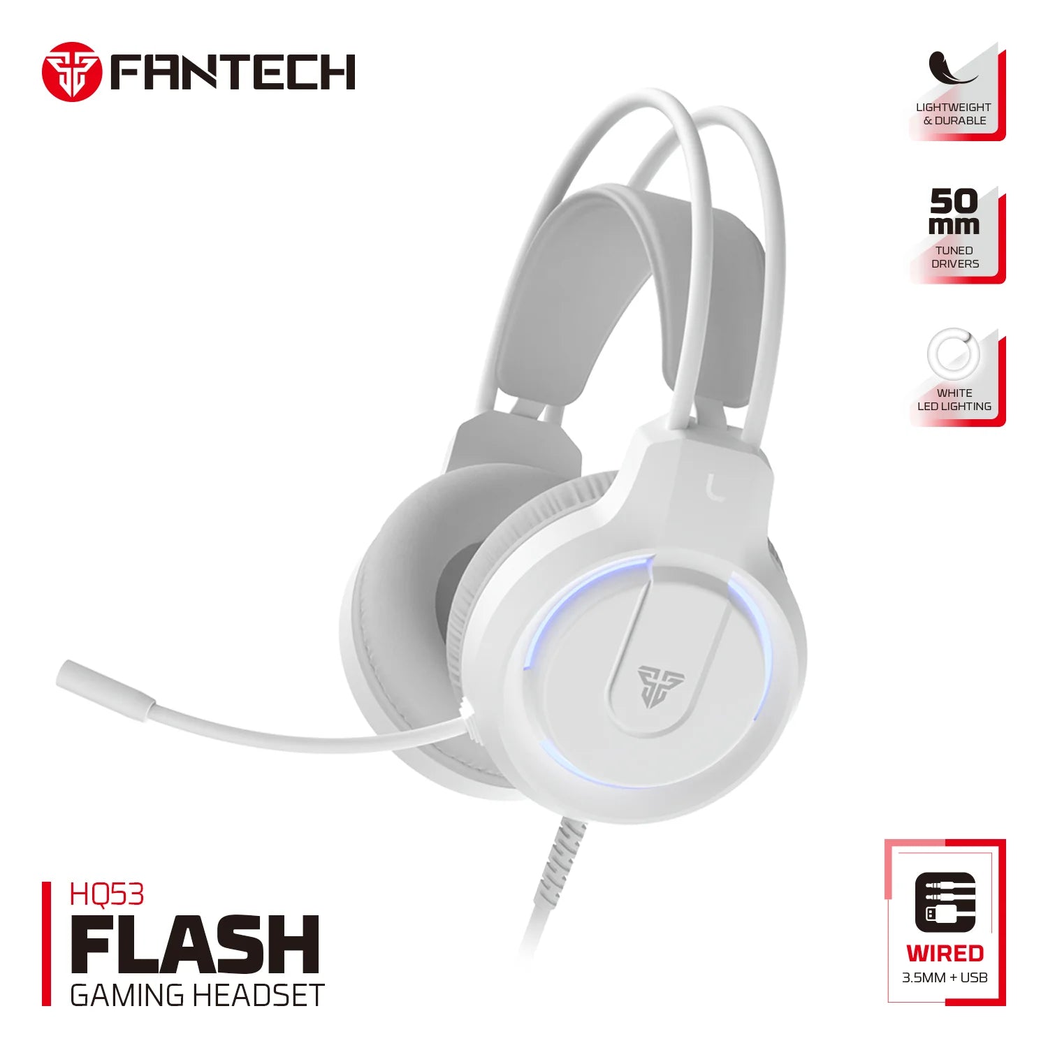 Fantech flash hq53 lightweight gaming headset - audio | headset 3.5