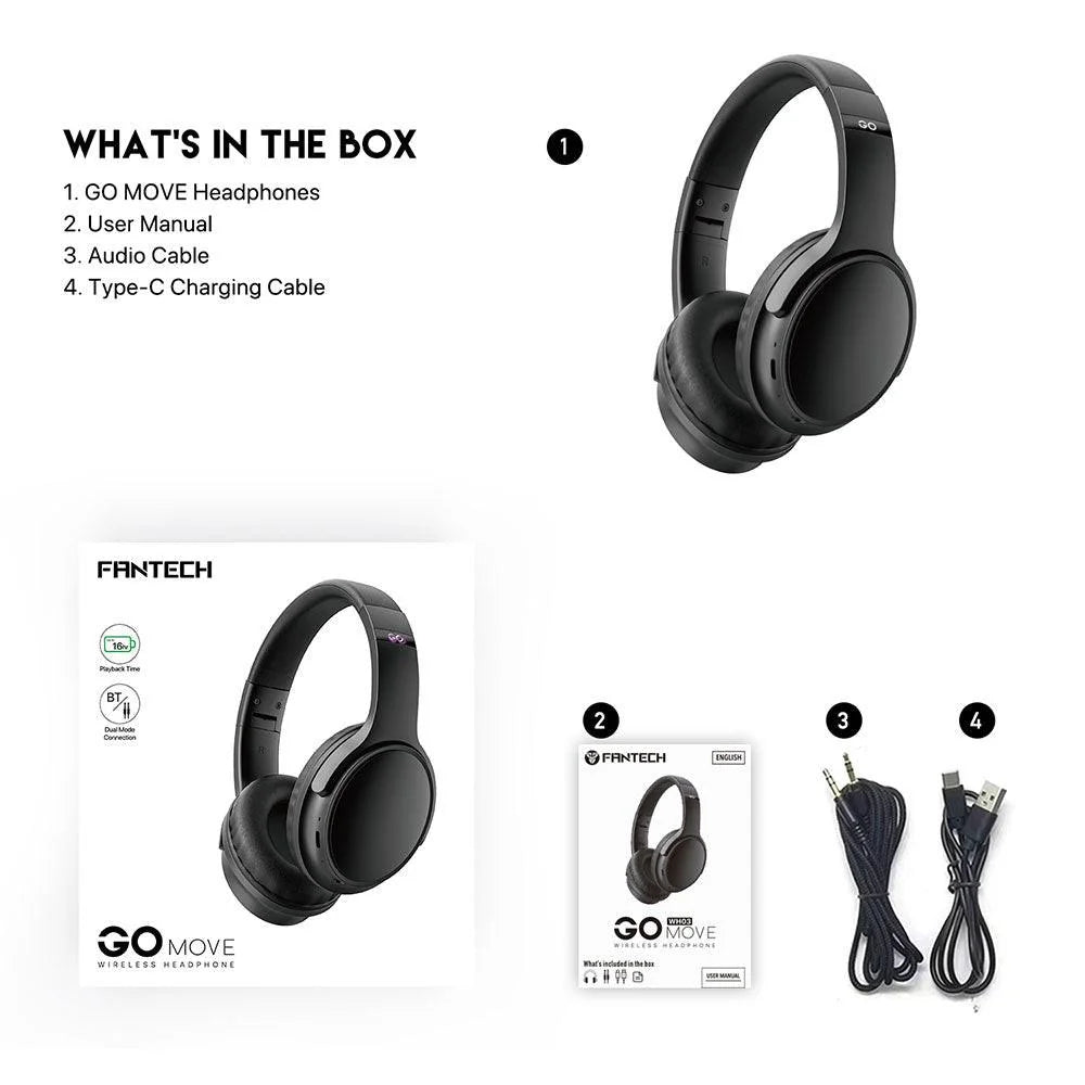 Fantech go move wireless headphone wh03-bt2 - audio | wireless headset