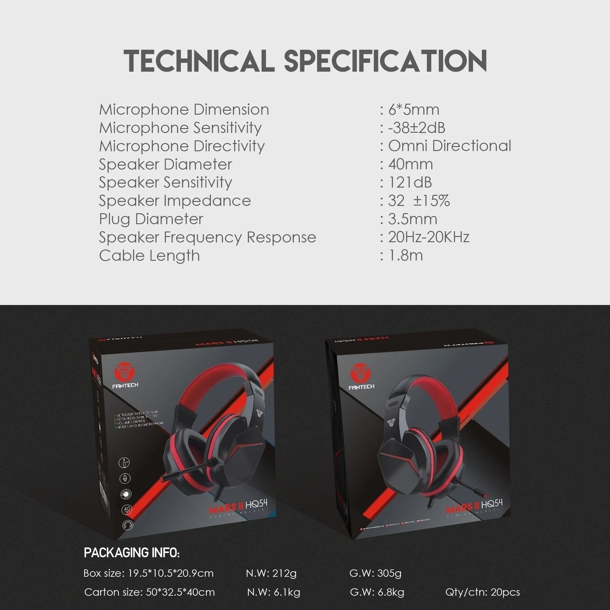 Fantech hq54 mars ii gaming headset headphones with noise cancelling mic - audio | headset 3.5