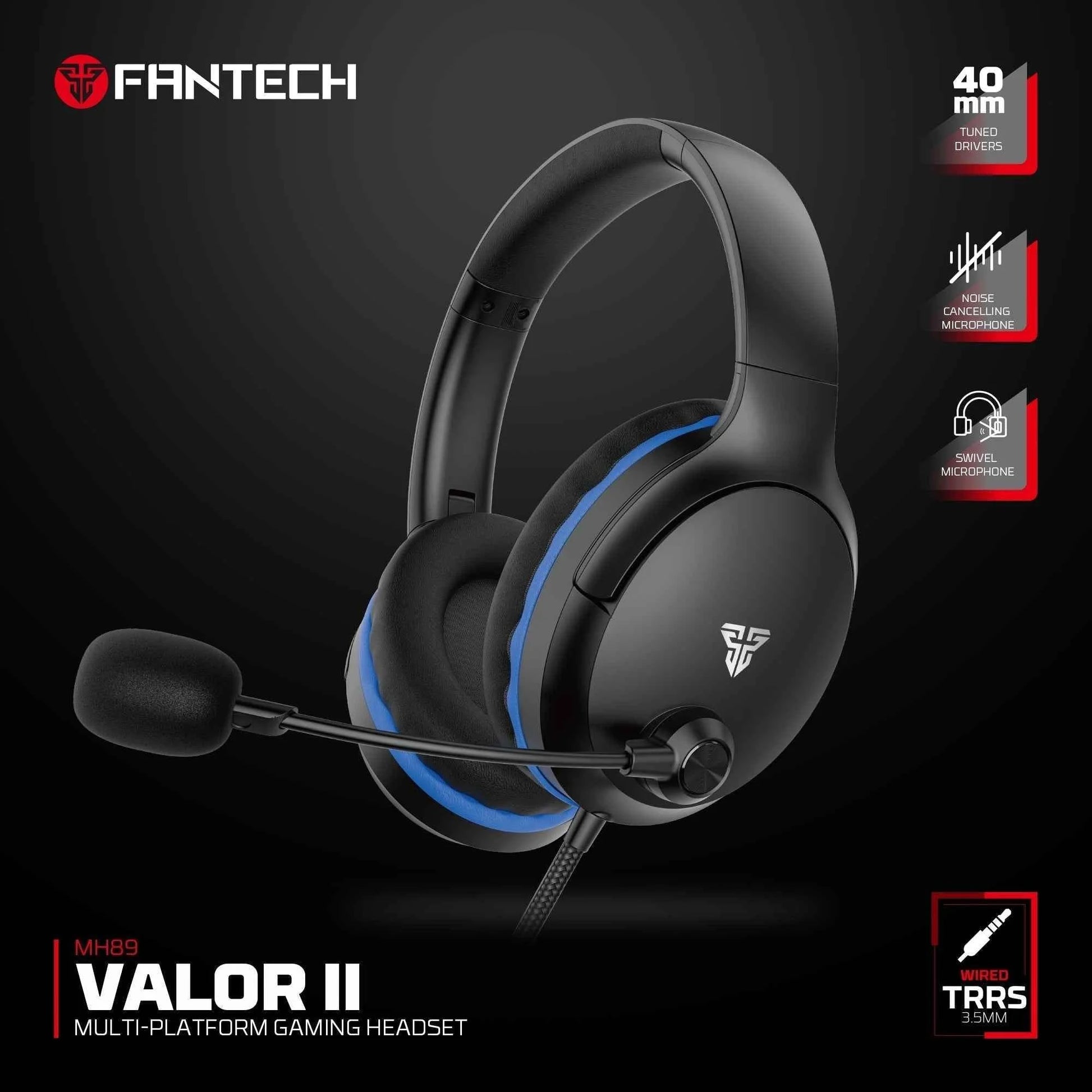 Fantech mh89 valor ii gaming headset - multi-platform gaming headset in black - audio | headset 3.5