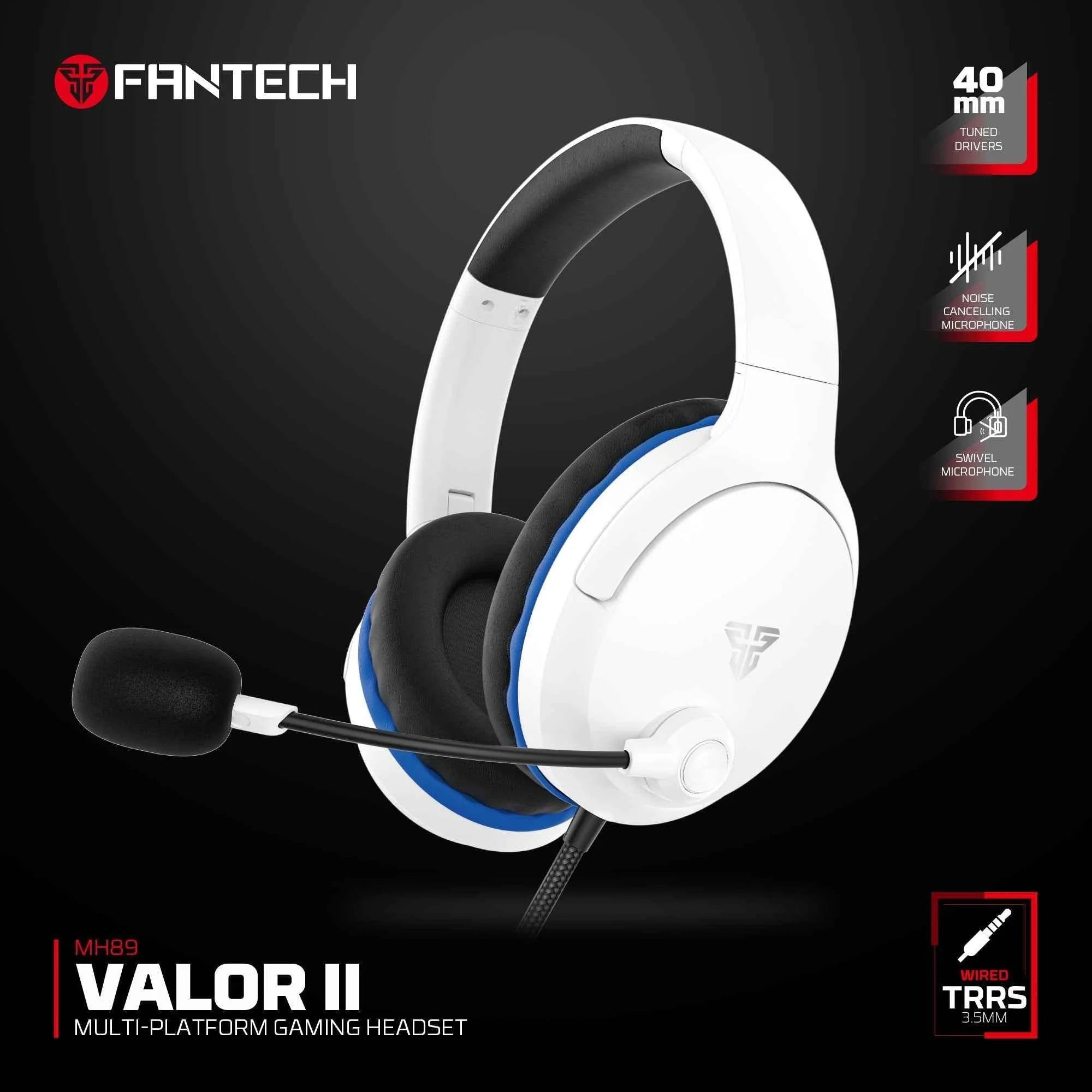 Fantech mh89 valor ii multi-platform gaming headset white - audio | headset 3.5