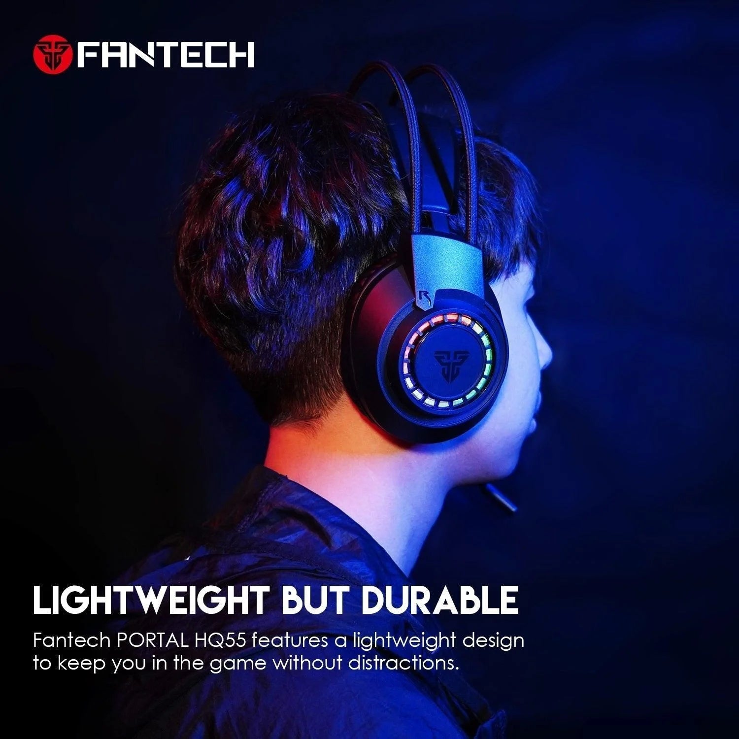 Fantech portal hq55 gaming headset with rgb and 3.5mm jack for ultimate gaming experience - audio | headset 3.5