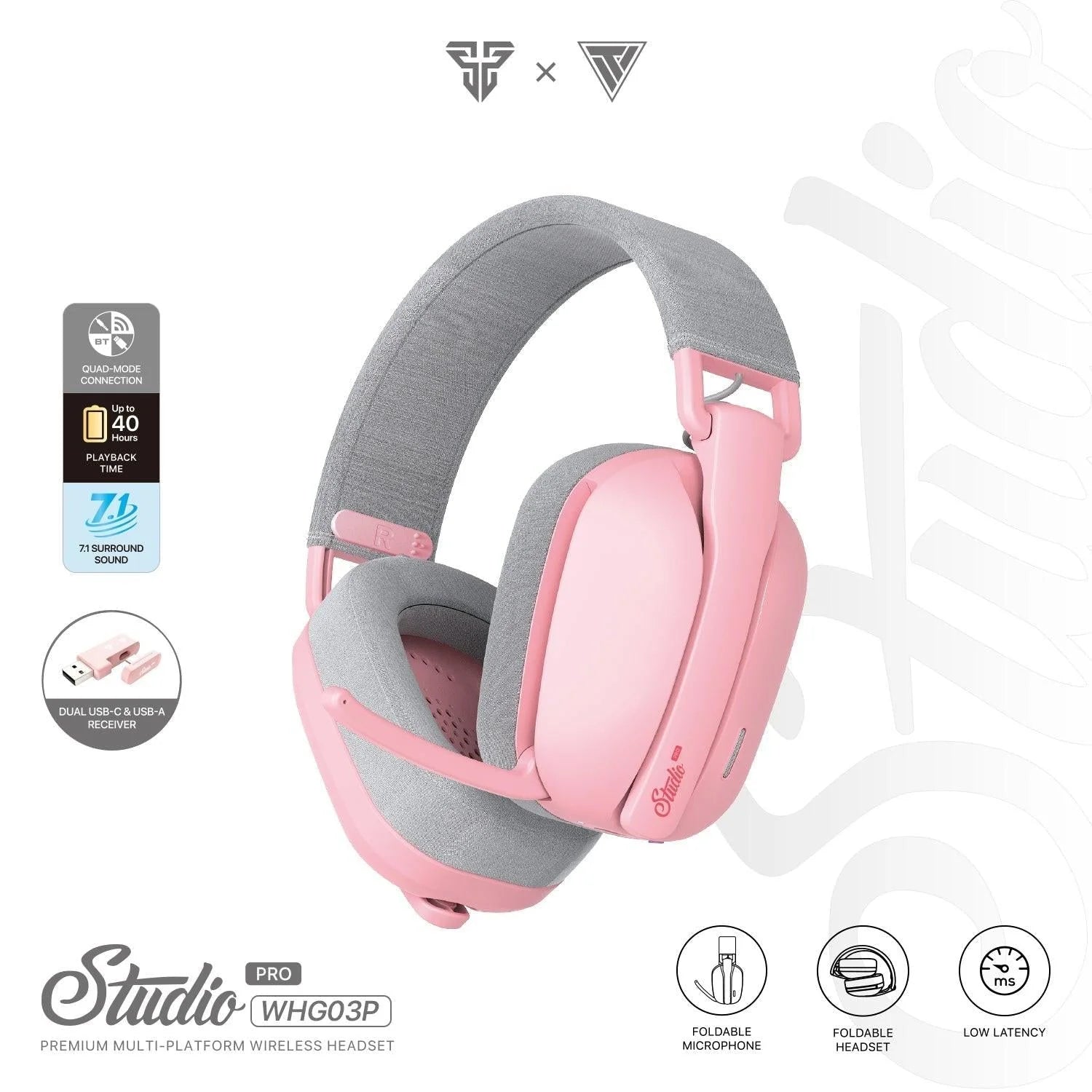 Fantech studio pro whg03p wireless headset - pink