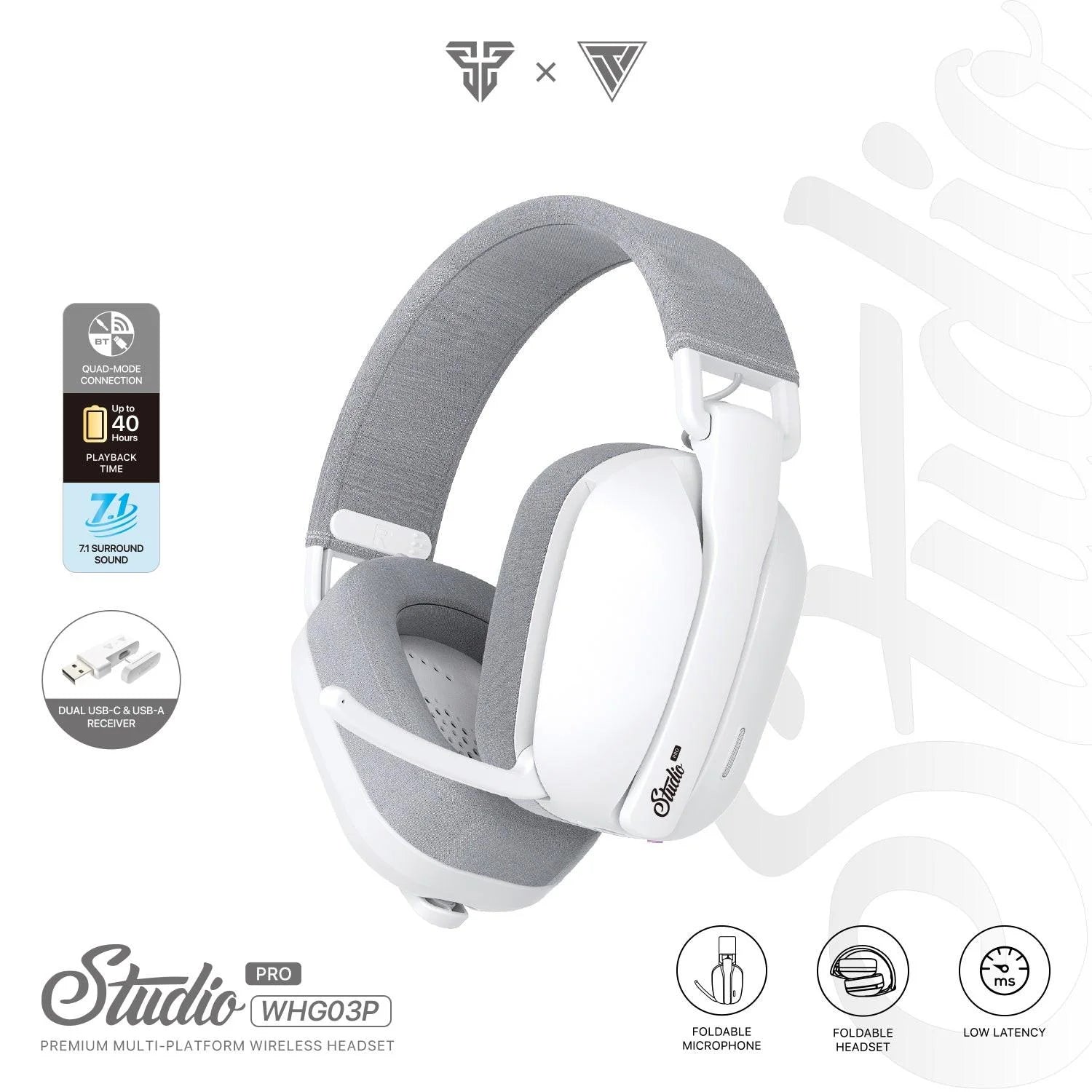 Fantech studio pro whg03p wireless headset - white