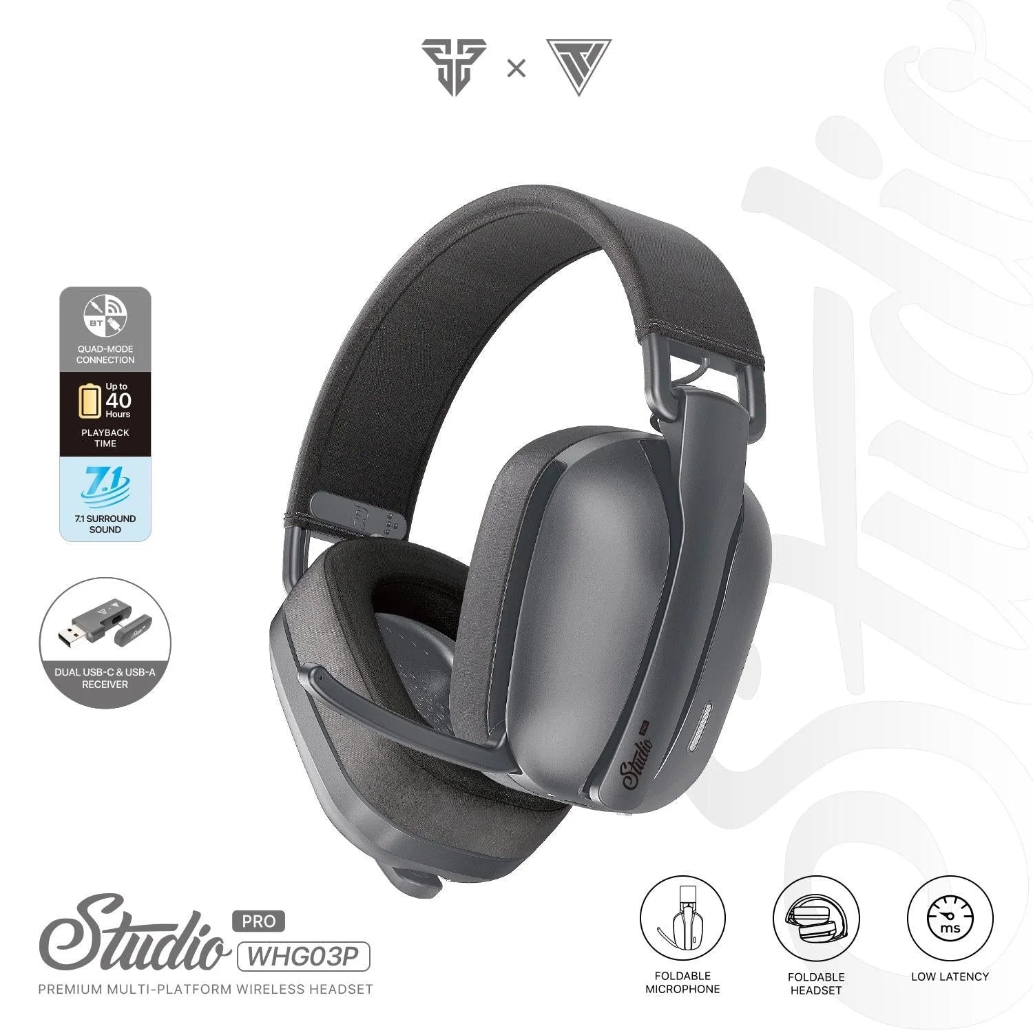 Fantech studio pro whg03p wireless headset - grey