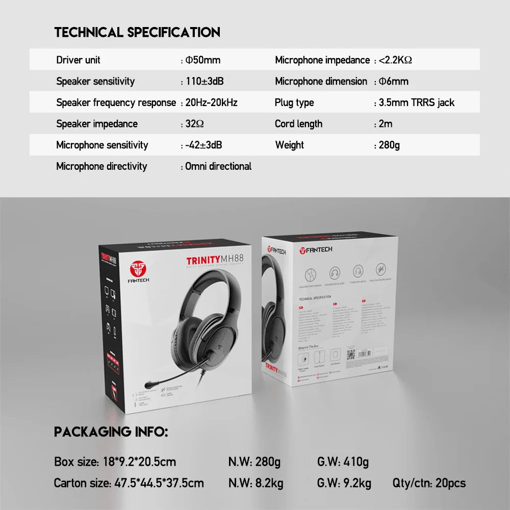 Fantech trinity mh88 multi platform gaming headset - audio | headset 3.5