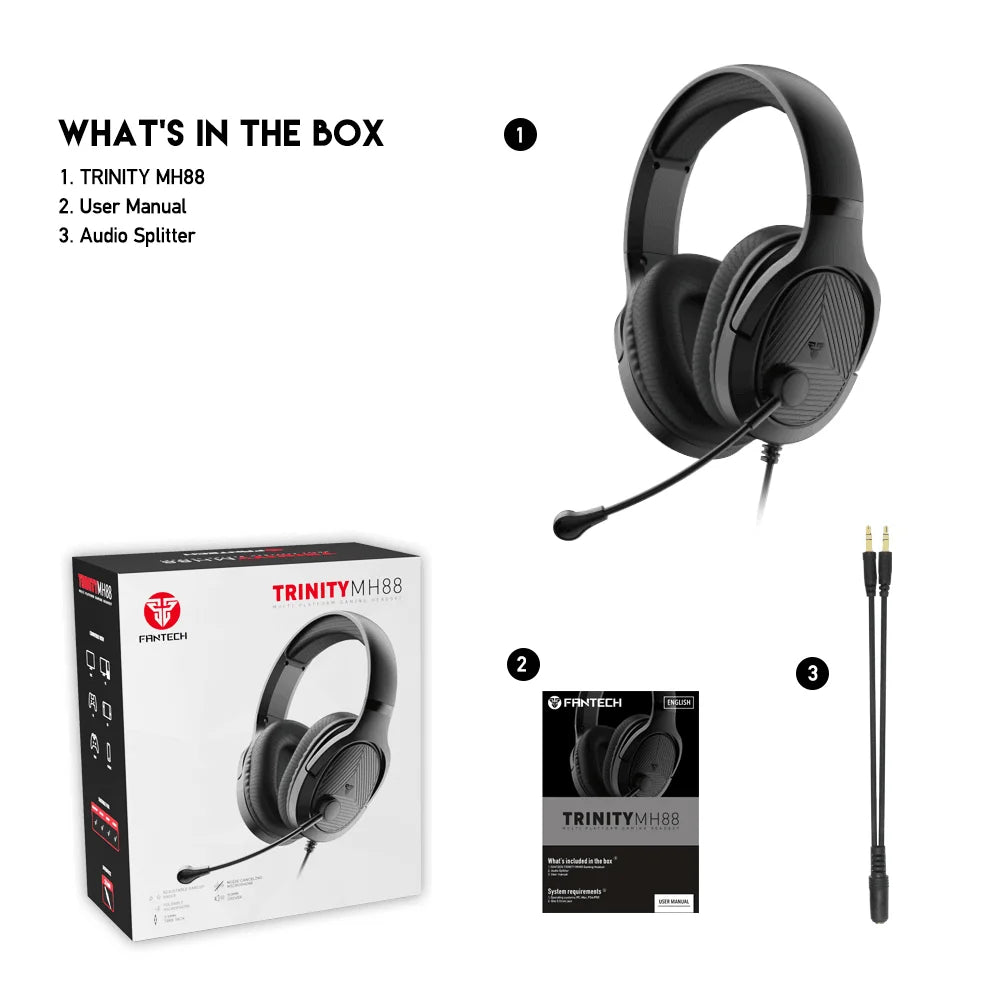 Fantech trinity mh88 multi platform gaming headset - audio | headset 3.5