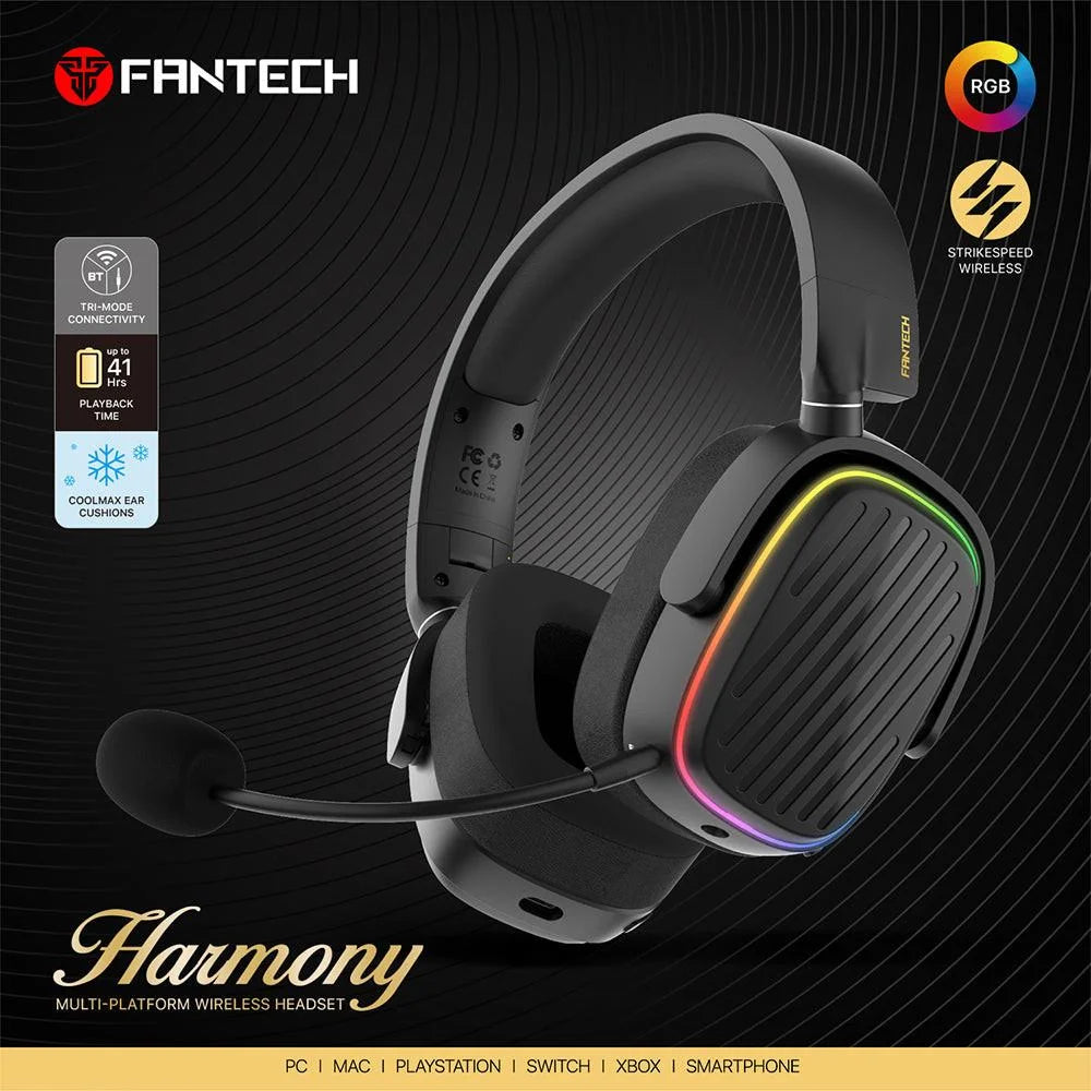Fantech whg02 wireless headset harmony - premium sound and comfort - black
