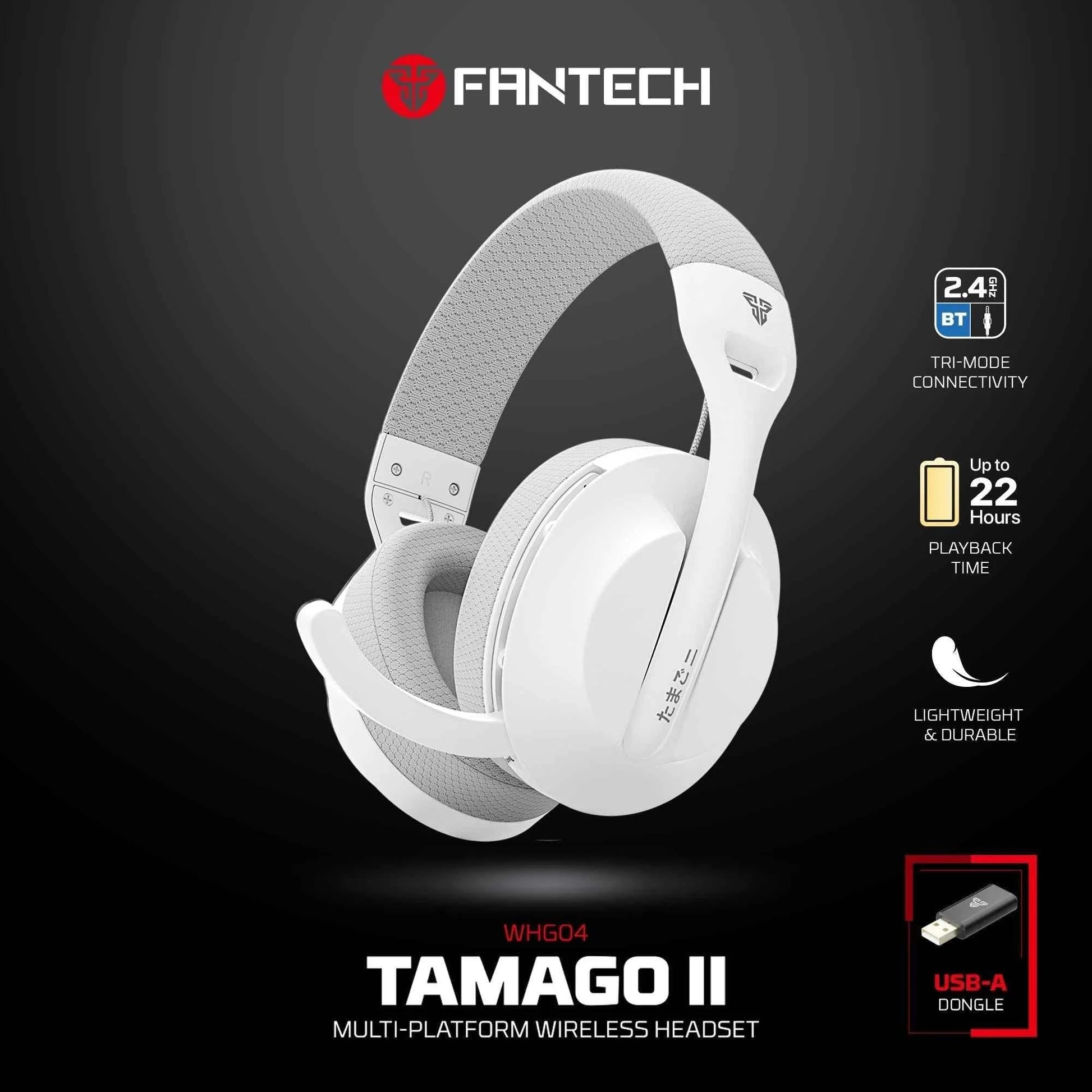Fantech whg04 tamago ii gaming headset - multi-platform wireless gaming experience in white - audio | wireless headset