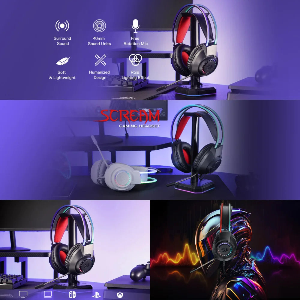 Redragon h231 scream gaming headset for immersive gaming experience - audio | headset 3.5