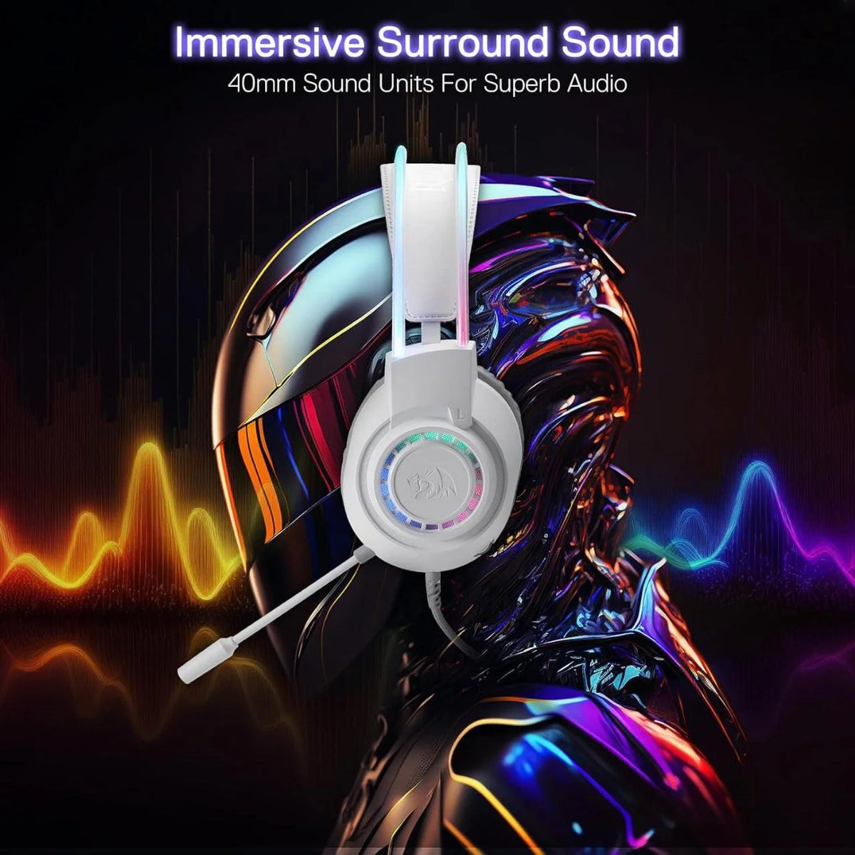 Redragon h231 scream gaming headset - wired white headphones for high-performance audio and comfort