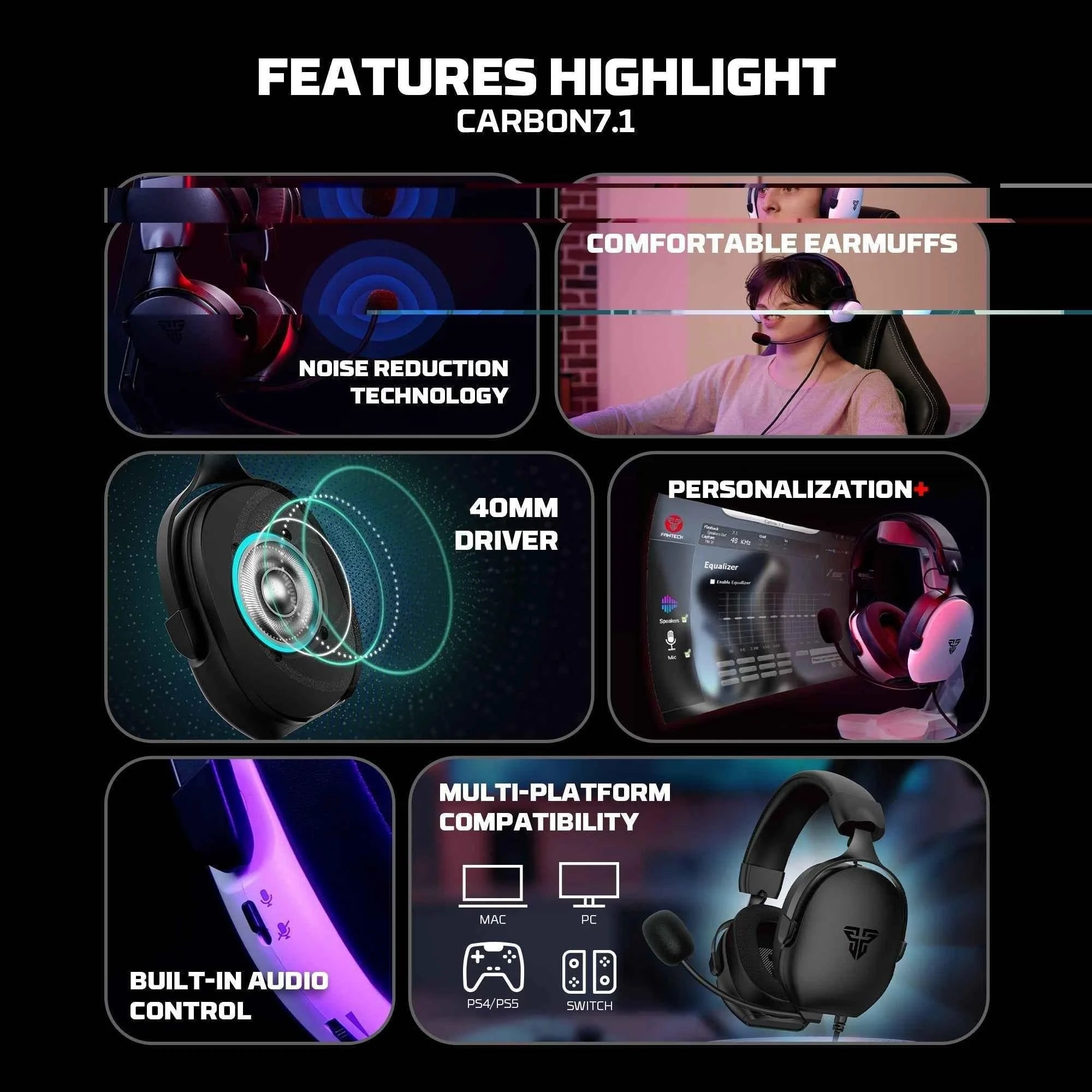 Fantech hg30 gaming headset - white 7.1 surround sound for immersive audio experience - audio | headset 7.1