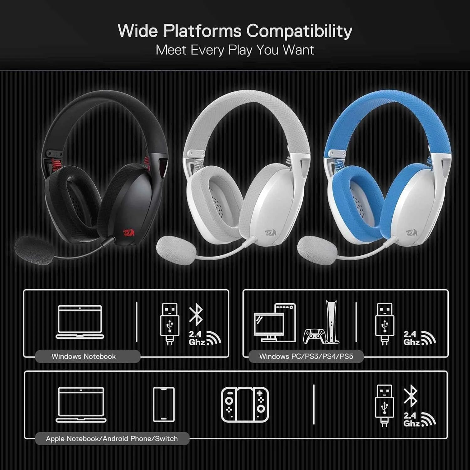 Redragon h848 wireless gaming headset - audio | wireless headset